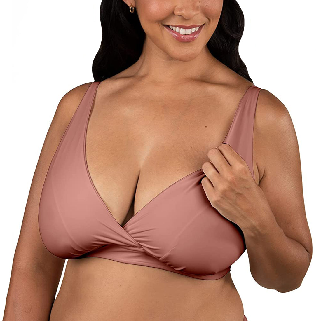 BRAVADO! DESIGNS Ballet FULL CUP Plunge Crossover Bra (1260VFC),Small FC,Roseclay - Roseclay,Small-Full Cup