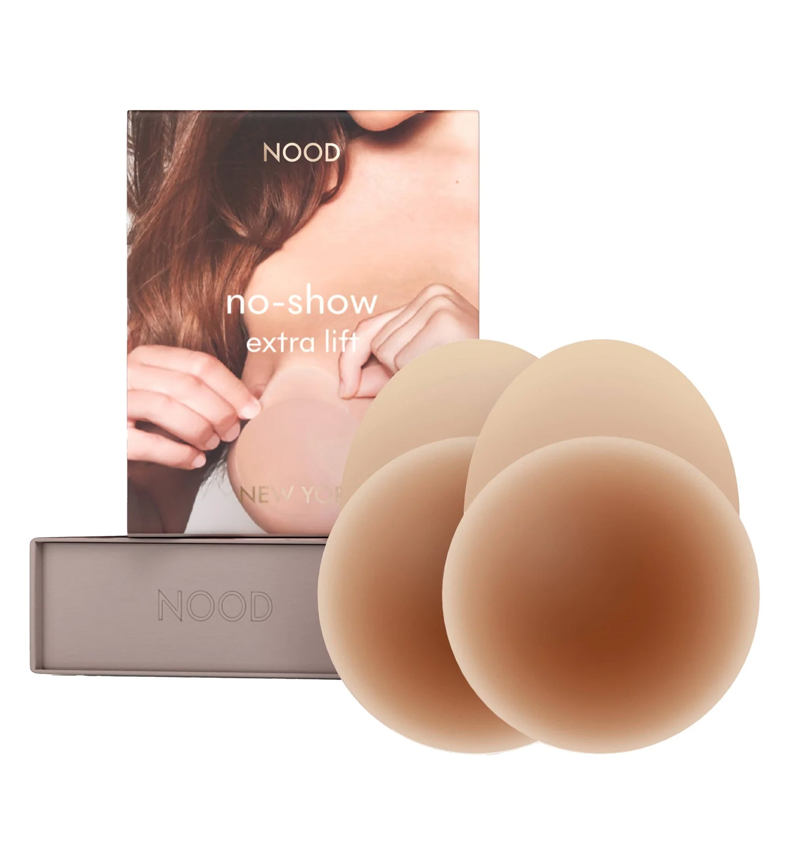 NOOD No-Show Extra Lift Adhesive Reusable Lifting Nipple Covers (4 inch),No. 7 / Bronze - Bronze,4 INCH