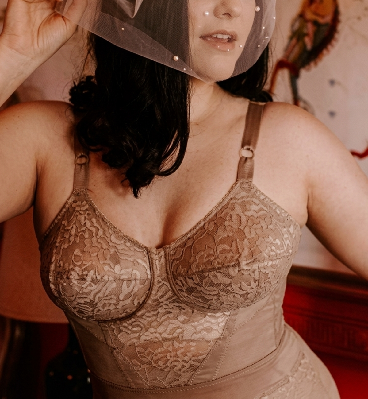 Rago Lacette Longline Wireless Expandable Cup Bra (2202),34D,Mocha - Mocha,34D