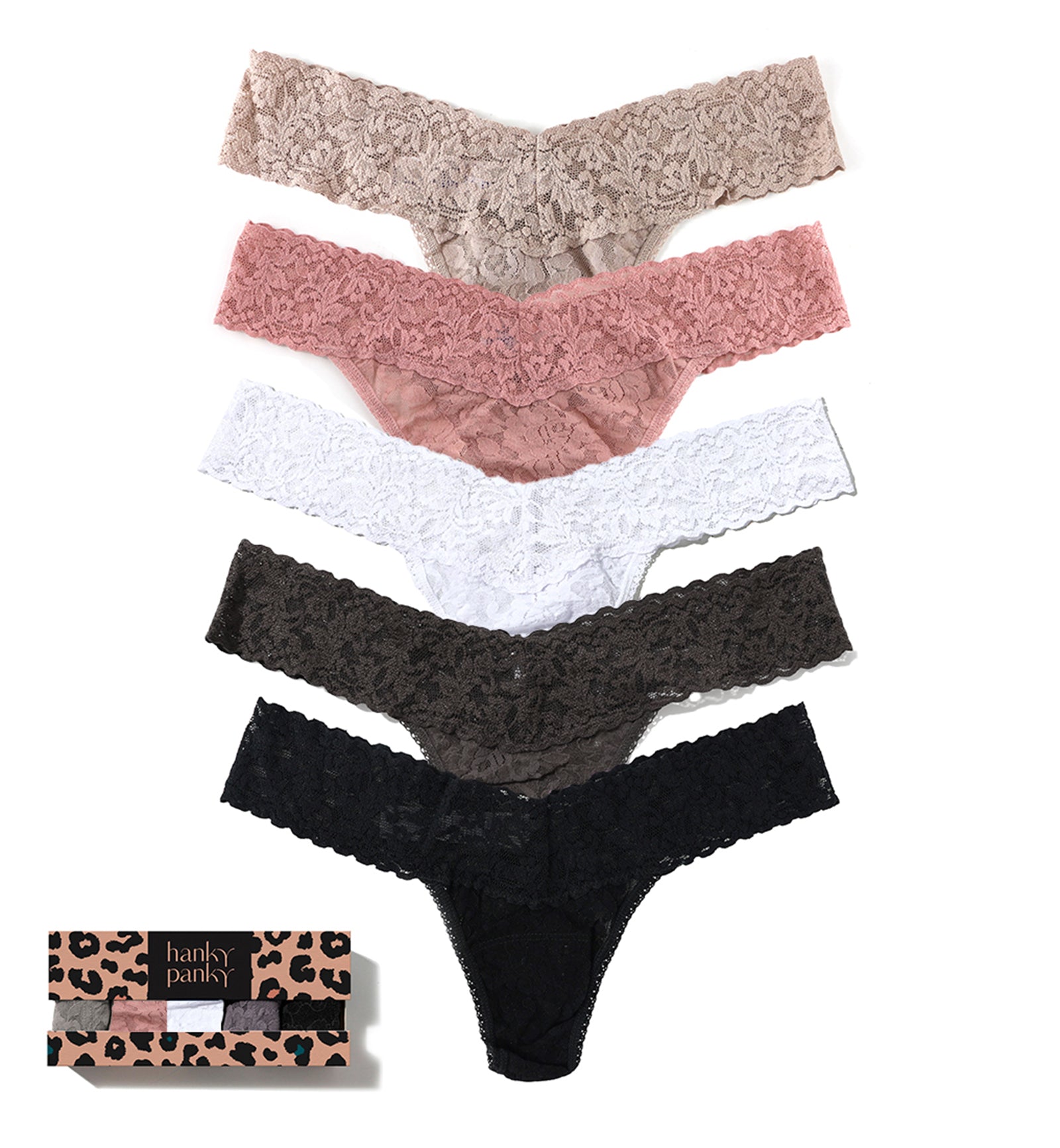 Hanky Panky 5-PACK Signature Lace Low Rise Thong (49115PK),TSGD - TSGD,One Size