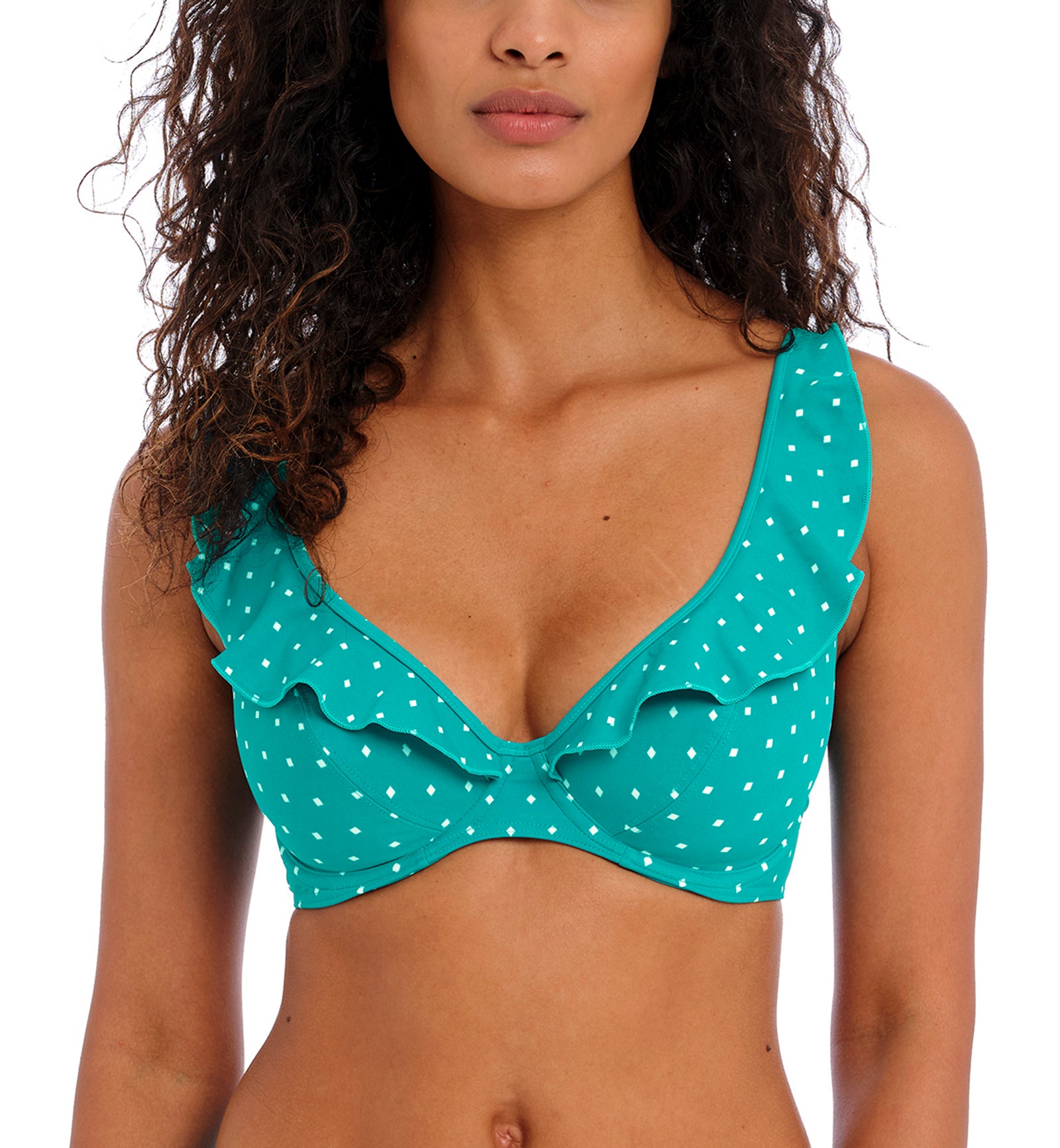 Freya Jewel Cove High Apex Underwire Bikini Top with J Hook (7230),28G,Marine - Marine,28G