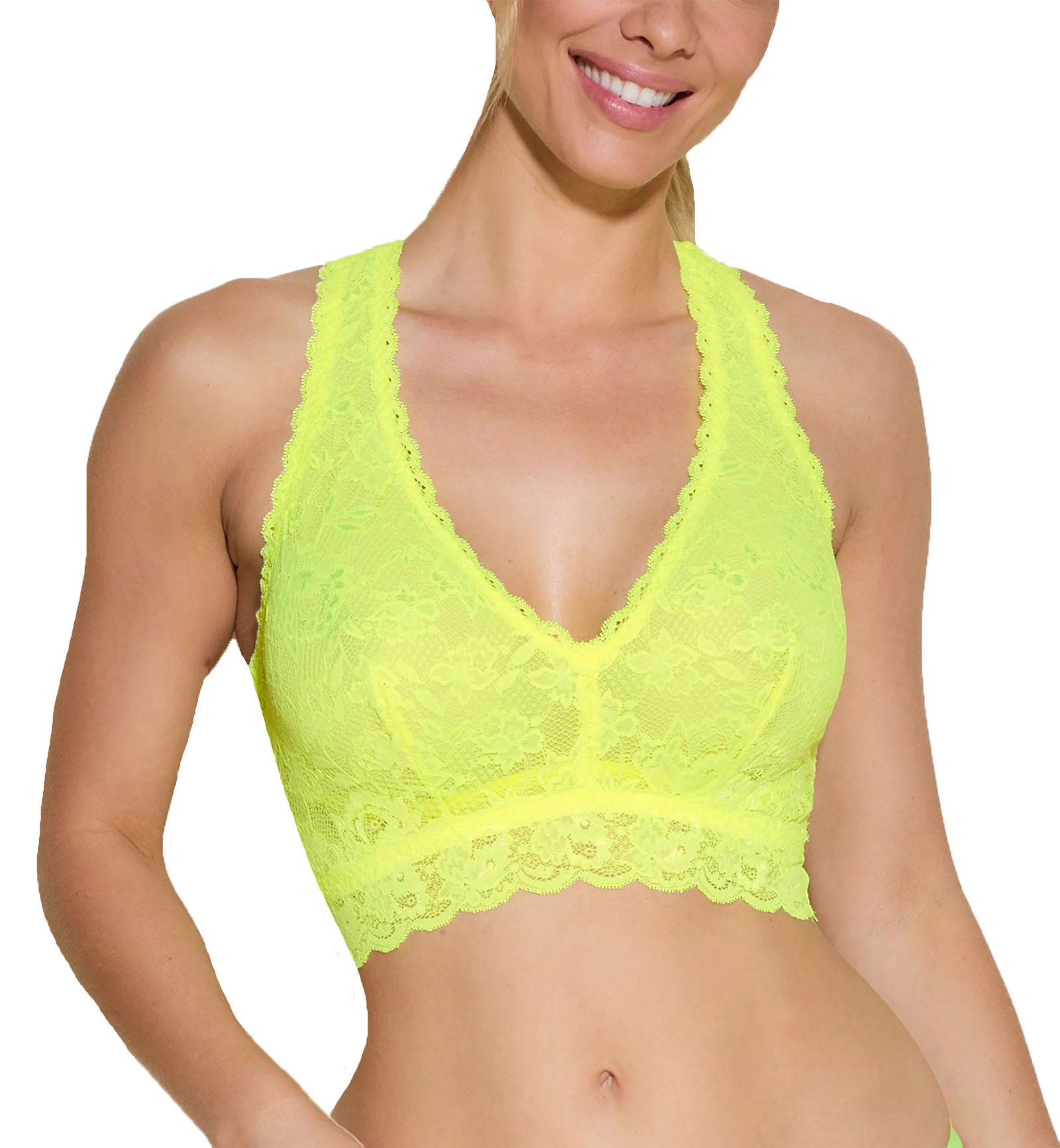 Cosabella Never Say Never CURVY Racie Racerback Bralette (NEVER1355),Petite,Neon Yellow - Neon Yellow,Petite
