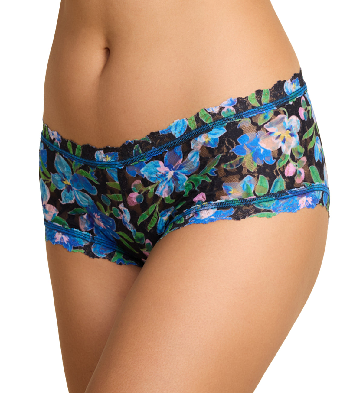 Hanky Panky Signature Lace Printed Boyshort (PR4812P),XS,Ocean Blooms - Ocean Blooms,XS