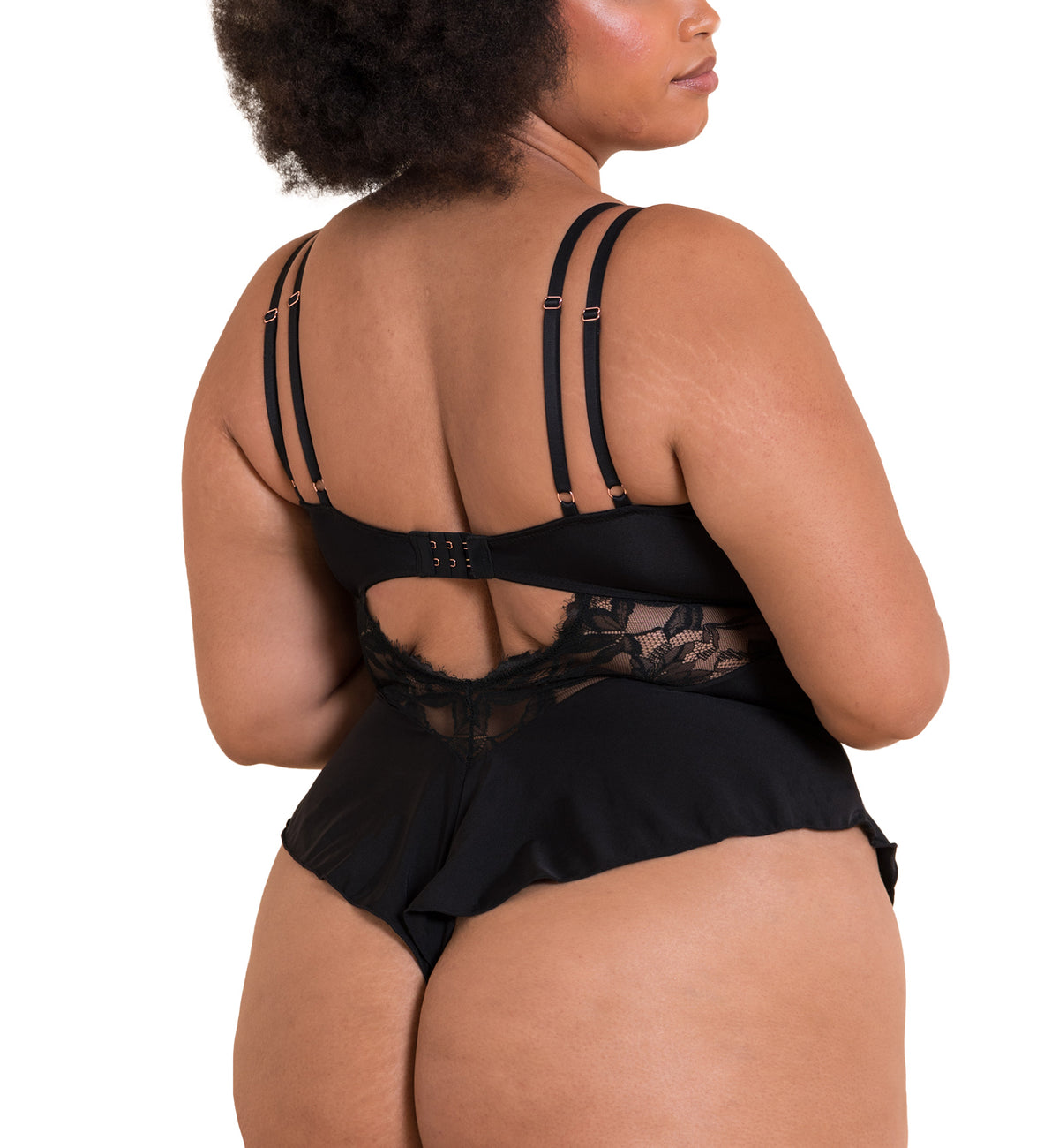 Scantilly by Curvy Kate Embrace Stretch Lace Teddy (ST048327),Small,Black - Black,Small