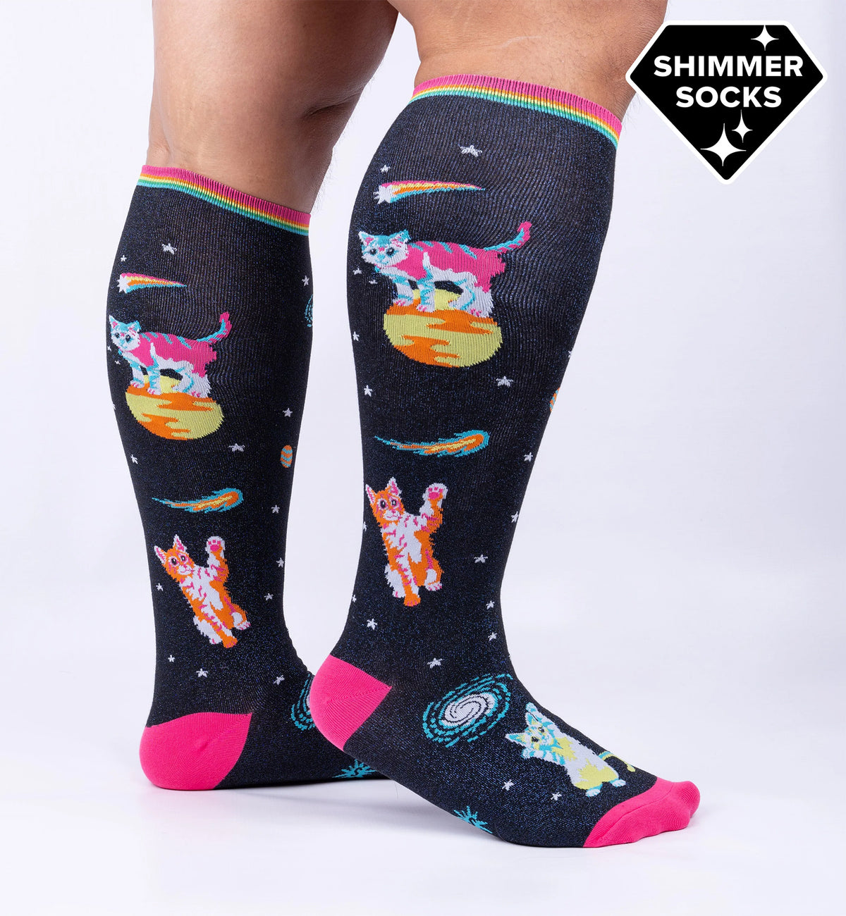 SOCK it to me Unisex Stretch-It Knee High Socks (S0156),Space Cats - Space Cats,One Size