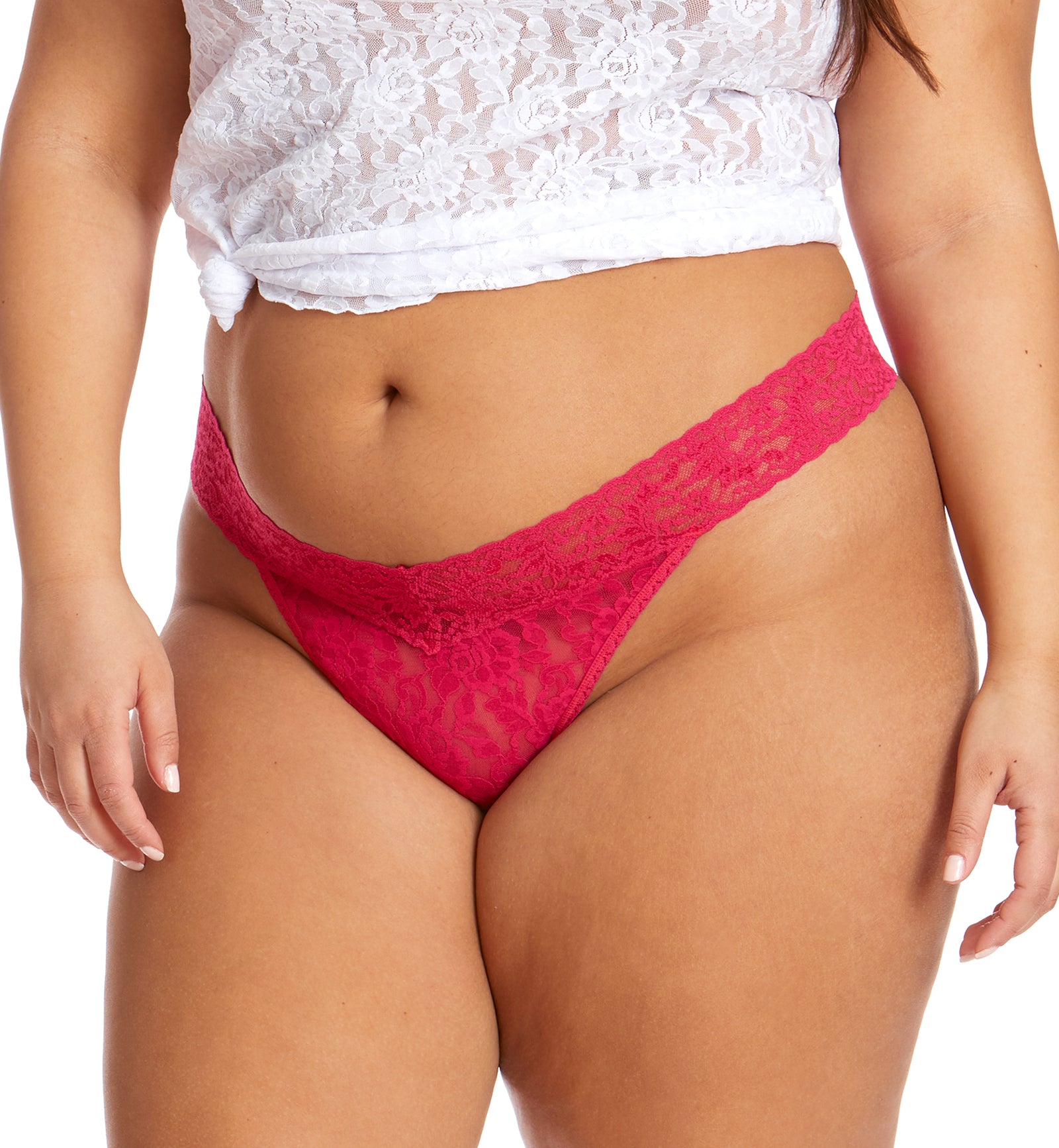 Hanky Panky Signature Lace Original Rise Thong PLUS (4811X),Morning Glory - Morning Glory,Plus Size