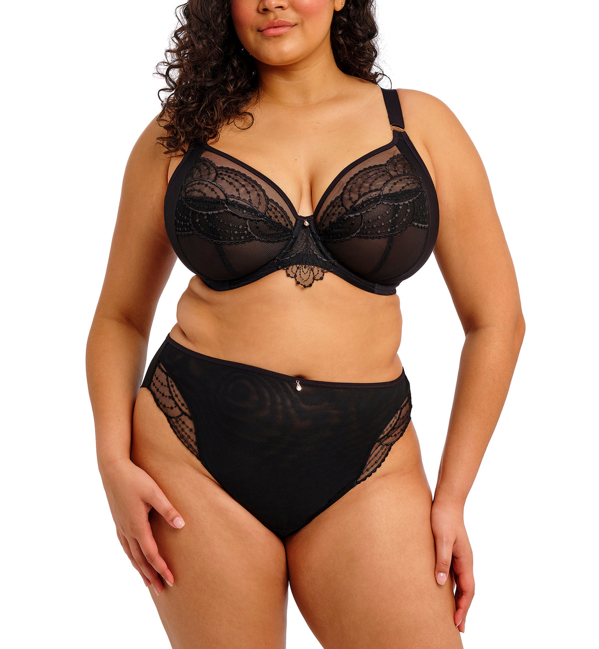 Elomi Priya Brazilian Panty (4557),Medium,Black - Black,Medium