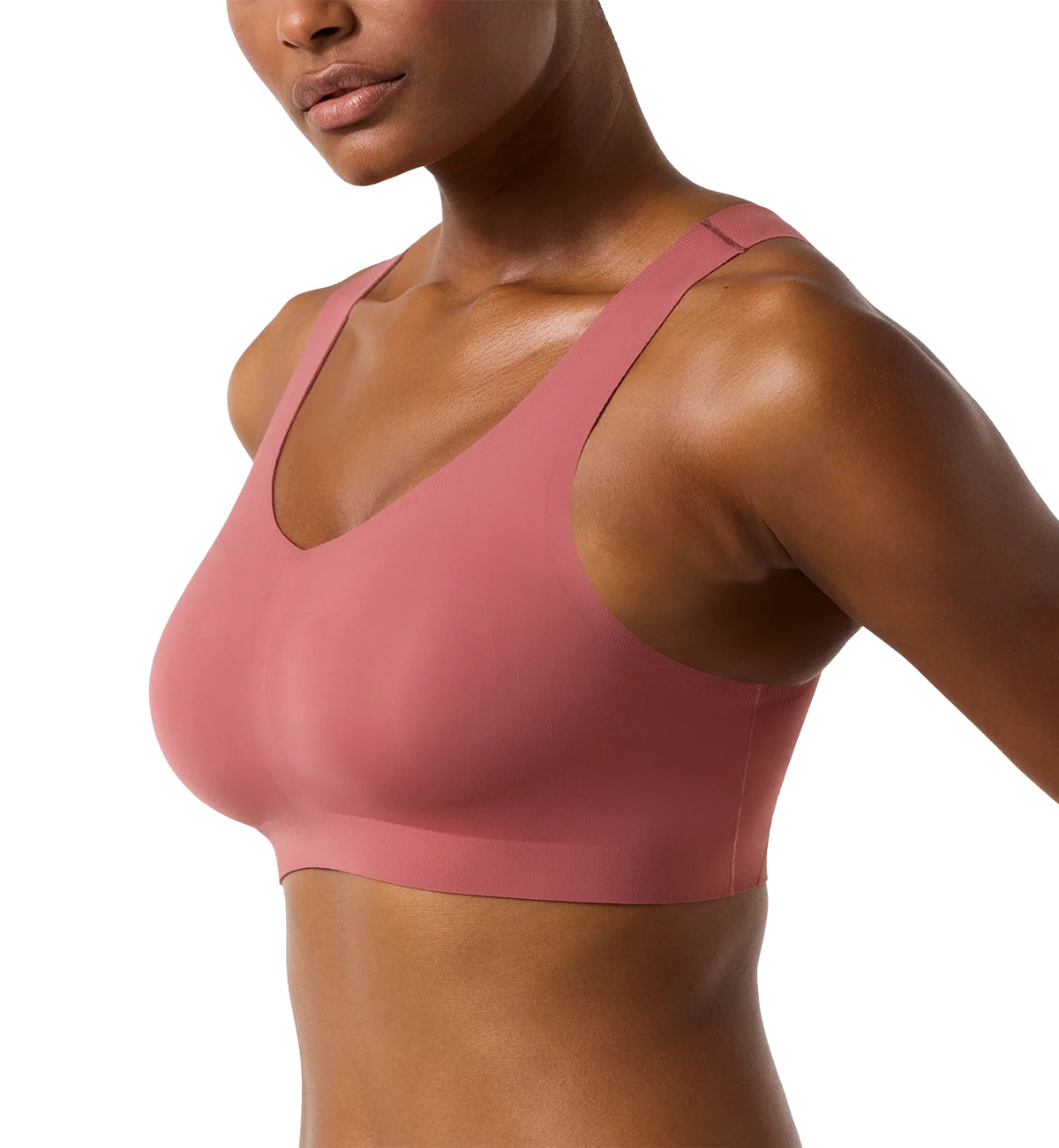 Evelyn & Bobbie DEFY V-Neck Bralette w/ Removable Pads (1728﻿),Small,Pink Canyon - Pink Canyon,Small