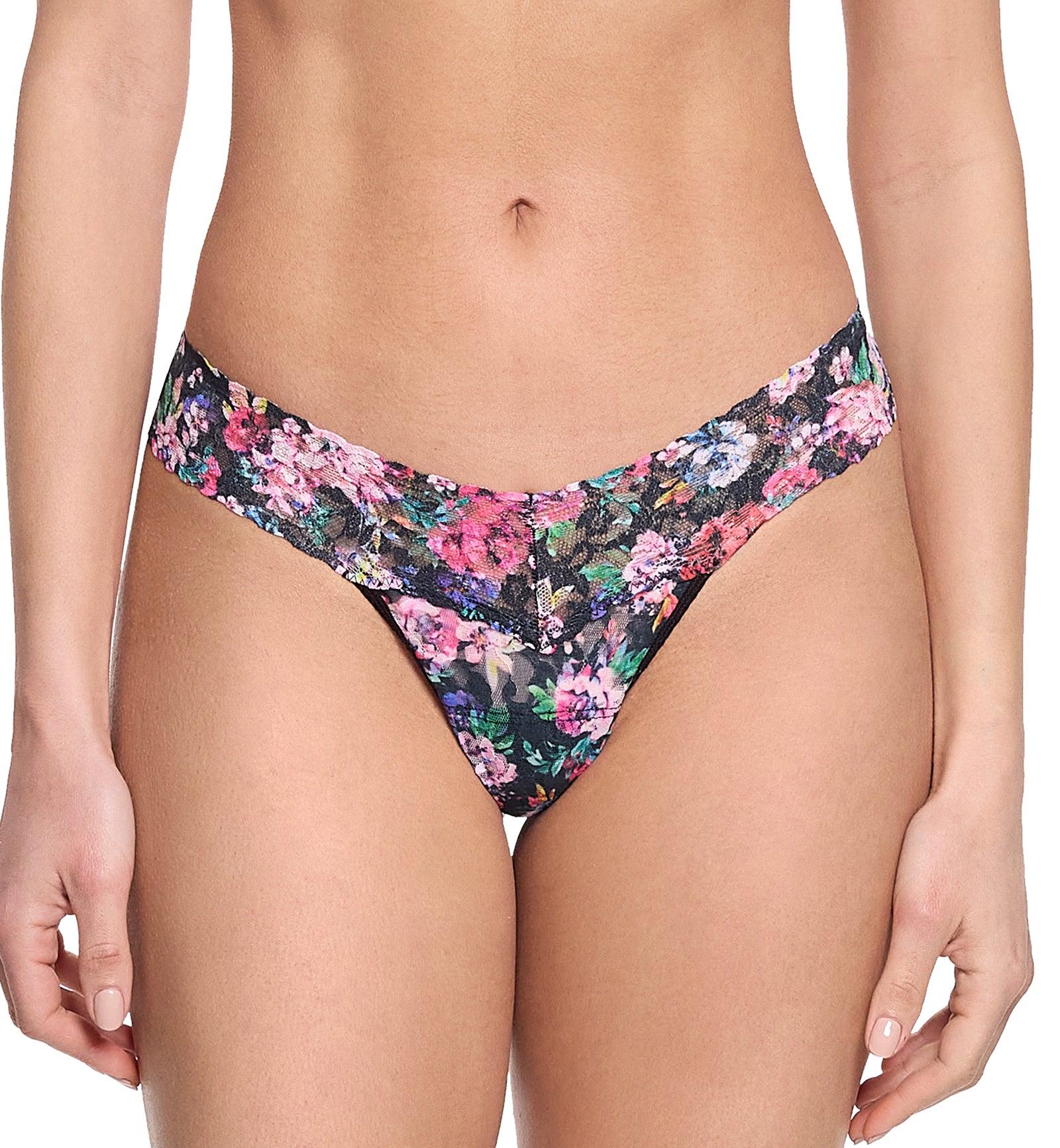 Hanky Panky Signature Lace Printed Low Rise Thong (PR4911P),Dark Peoni - Dark Peoni,One Size