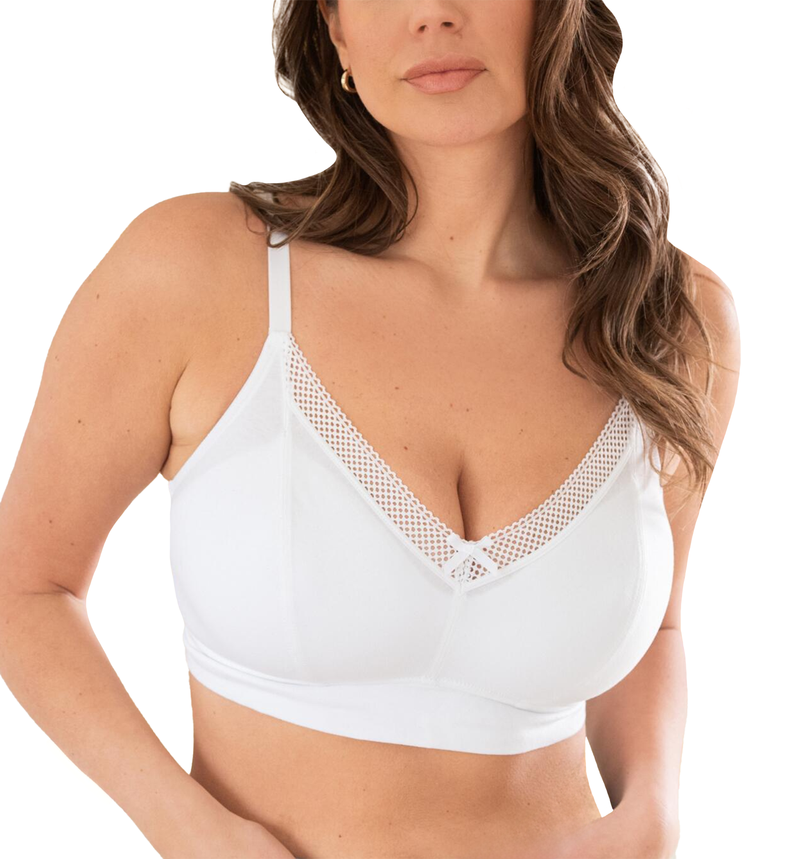 Pour Moi Love To Lounge Cotton Non-Wired Bra (20101),32D,White - White,32D