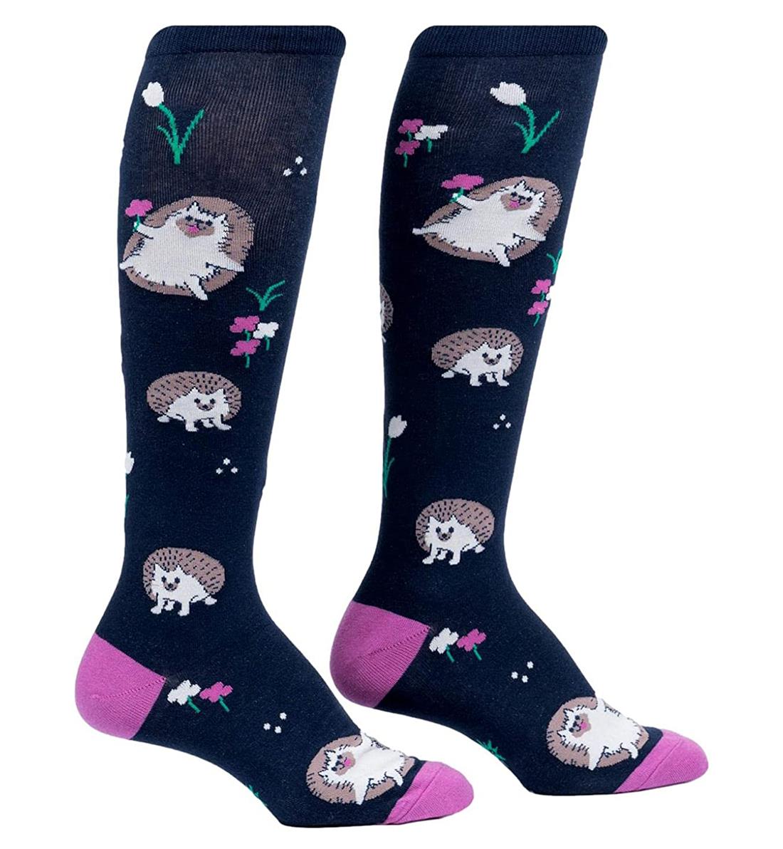 SOCK it to me Unisex Knee High Socks (F0588),Rollin&#39; with my Hedgehog - Rollin&#39; with my Hedgehog,One Size