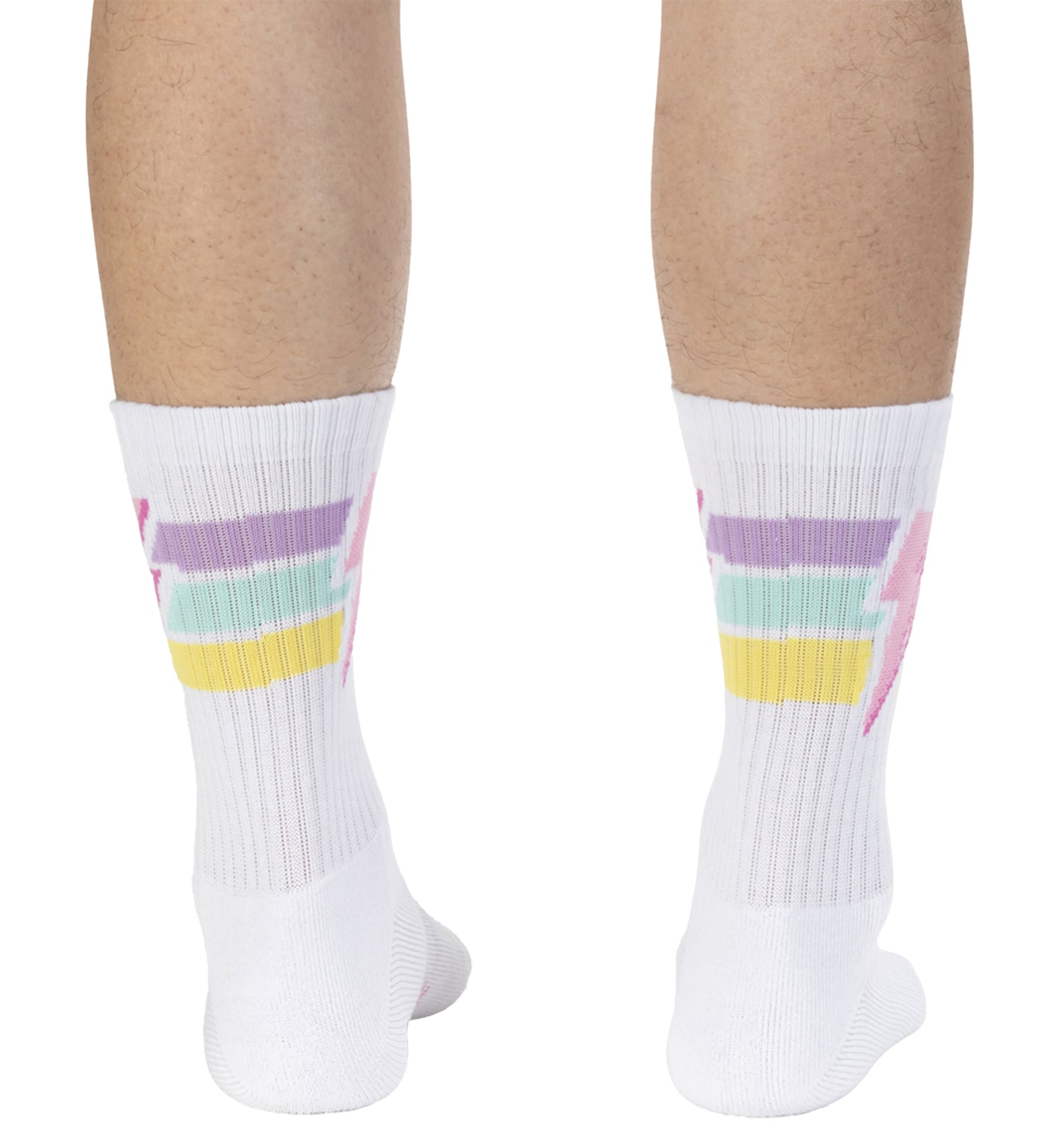 SOCK it to me Athletic Ribbed Crew Socks (R0010-2),Thunderstruck (White) - Thunderstruck (White),One Size