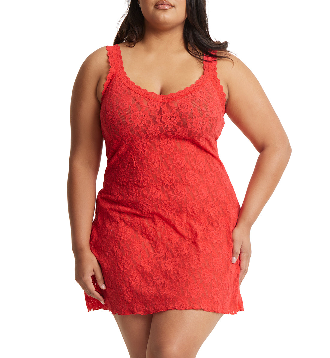 Hanky Panky Signature Lace Chemise PLUS (485214X),1X,Deep Sea Coral - Deep Sea Coral,1X