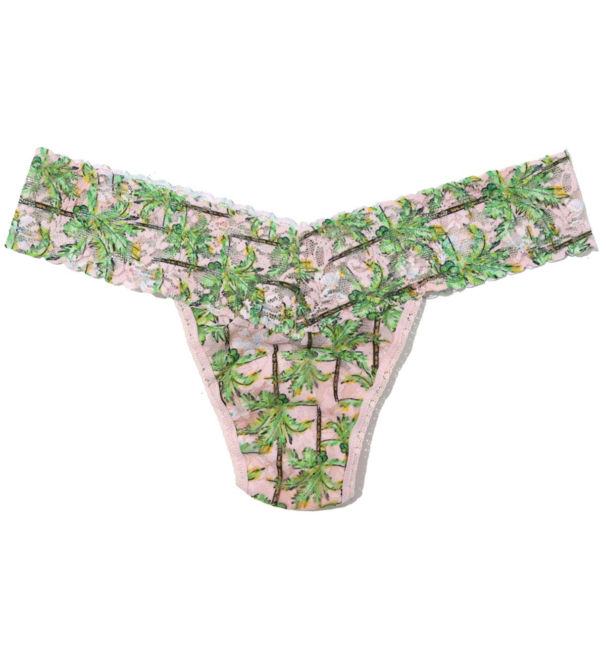 Hanky Panky Signature Lace Printed Low Rise Thong (PR4911P),Palm Breeze - Palm Breeze,One Size