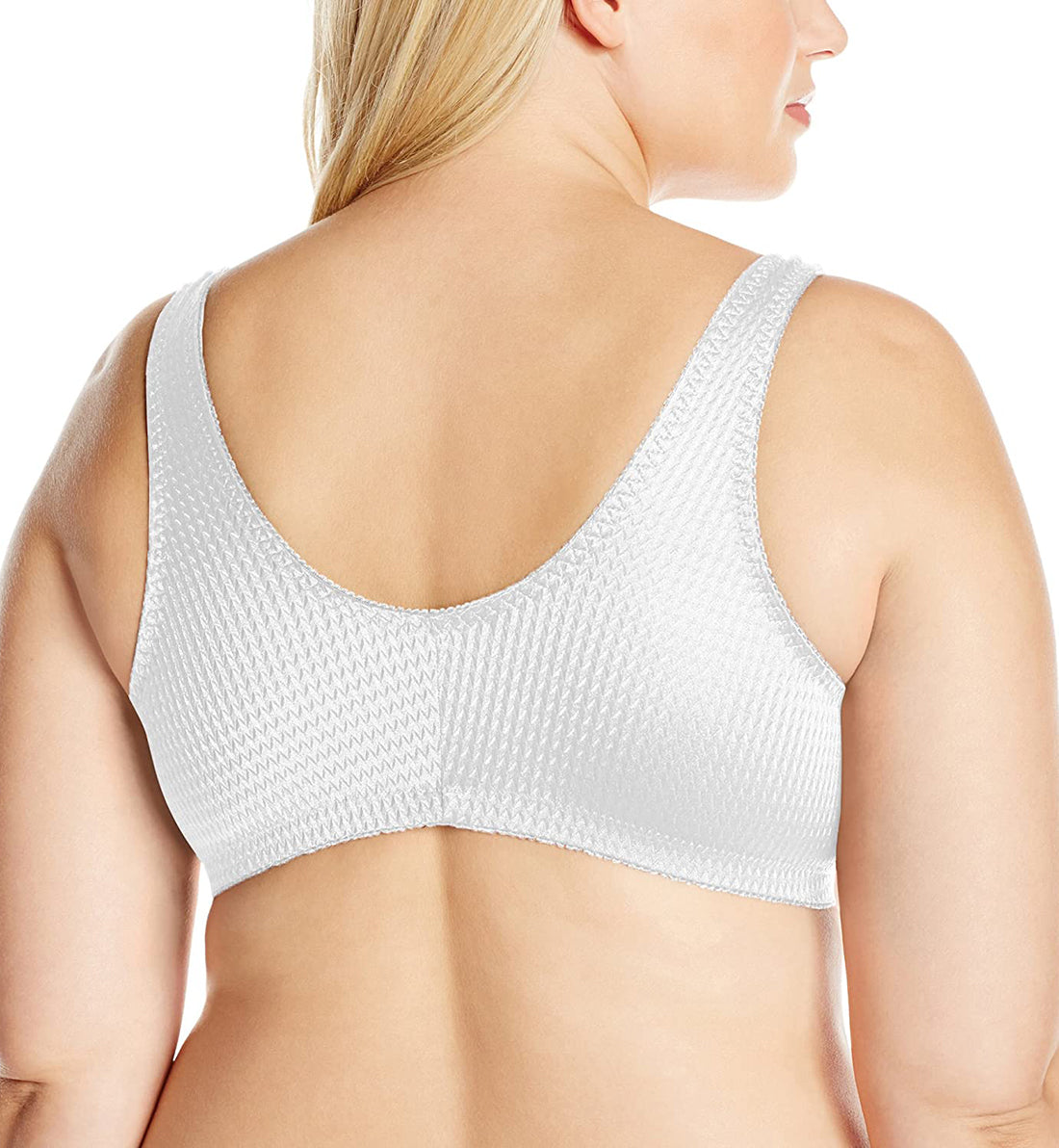 Leading Lady Marlene Zig-Zag Nylon Front Closure Bra (151),36 B/C/D,White - White,36 B/C/D