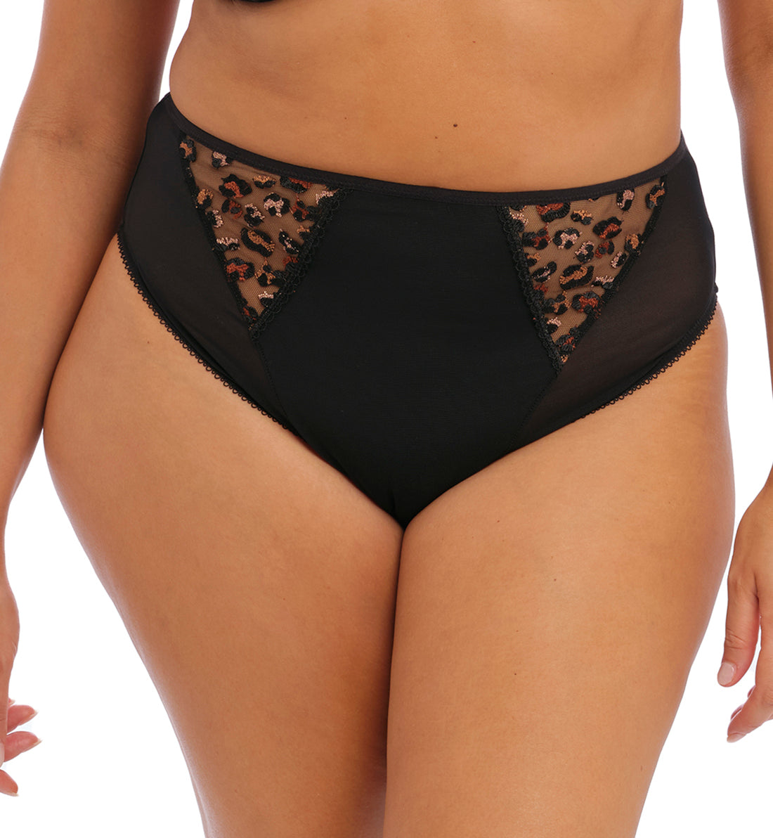 Elomi Namrah High Leg Brief Panty (301353),Medium,Black - Black,Medium