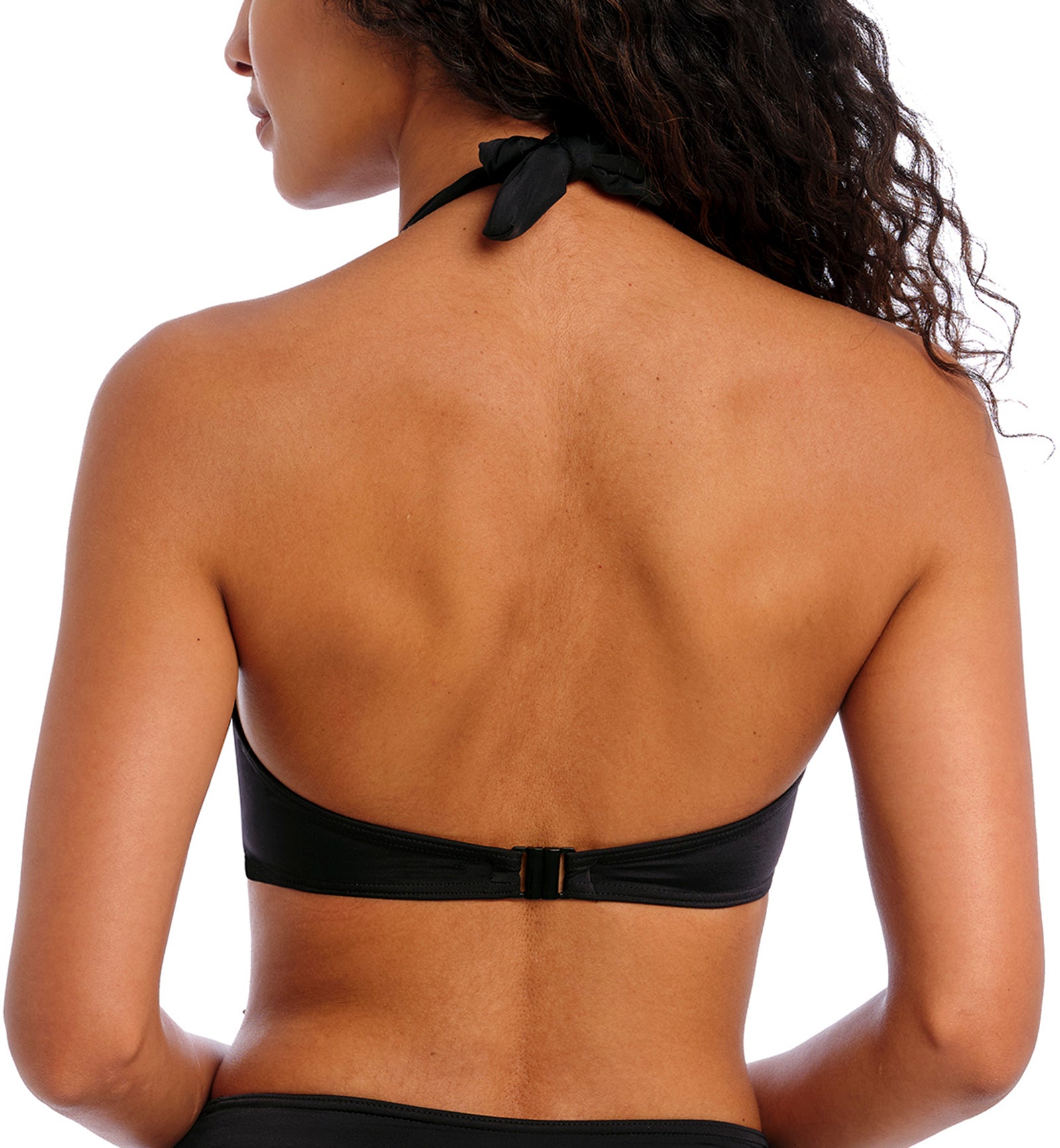 Freya Jewel Cove Banded Underwire Halter Bikini Top (7232),28F,Plain Black - Plain Black,28F