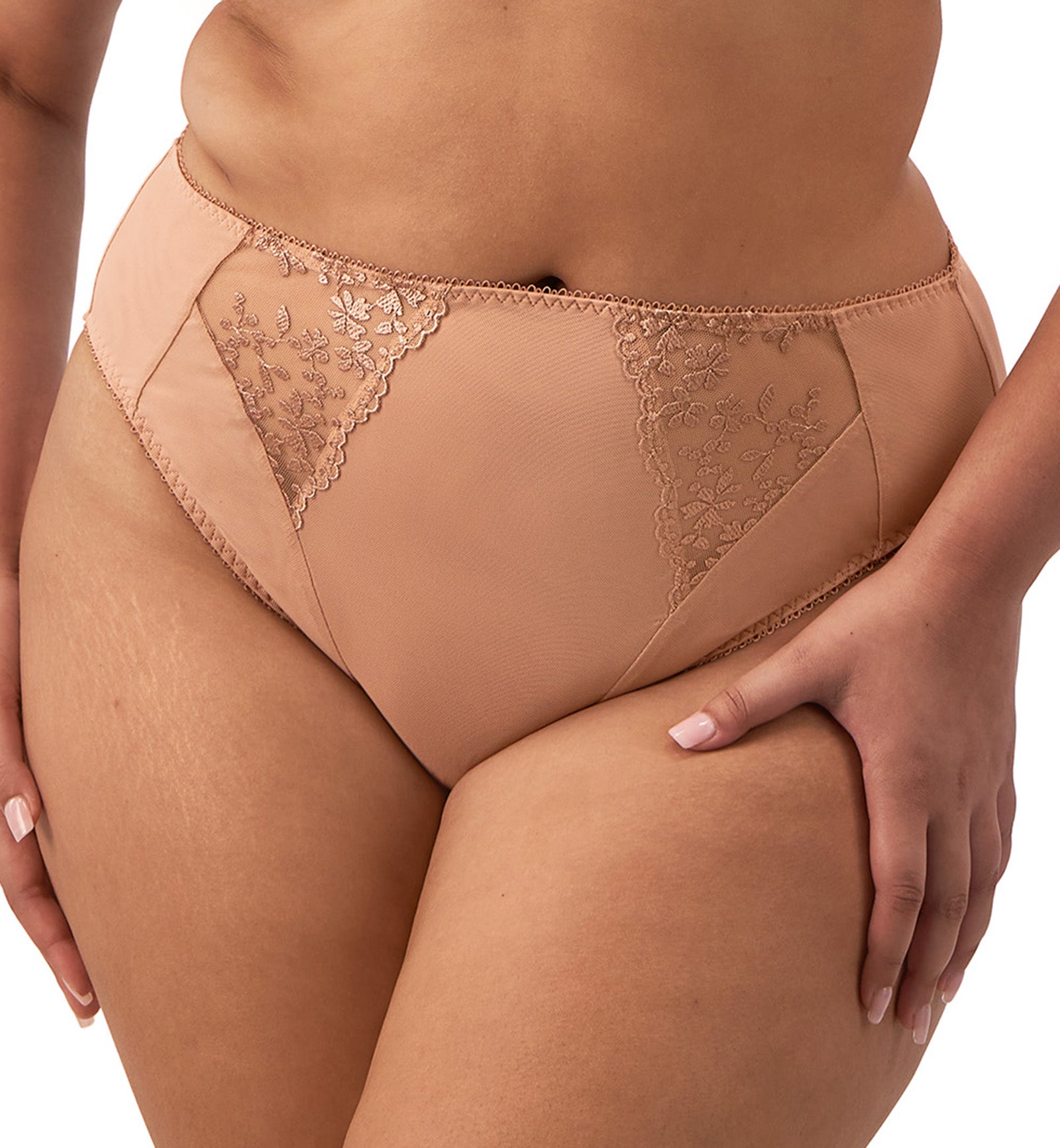 Elomi Zarla High Leg Brief Panty (302553),Medium,Cafe Au Lait - Cafe Au Lait,Medium