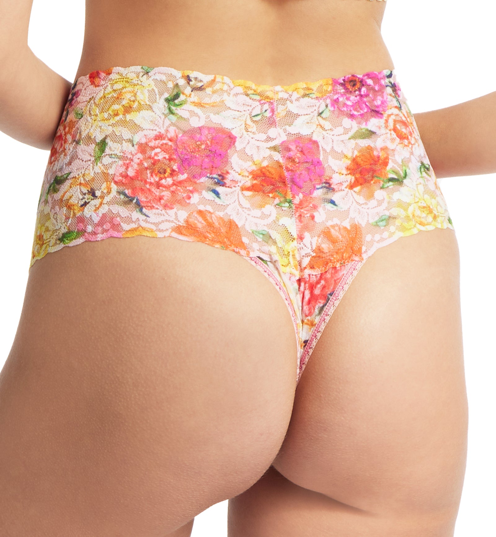 Hanky Panky Printed Retro Lace Thong (PR9K1926),Bring Me Flowers - Bring Me Flowers,One Size