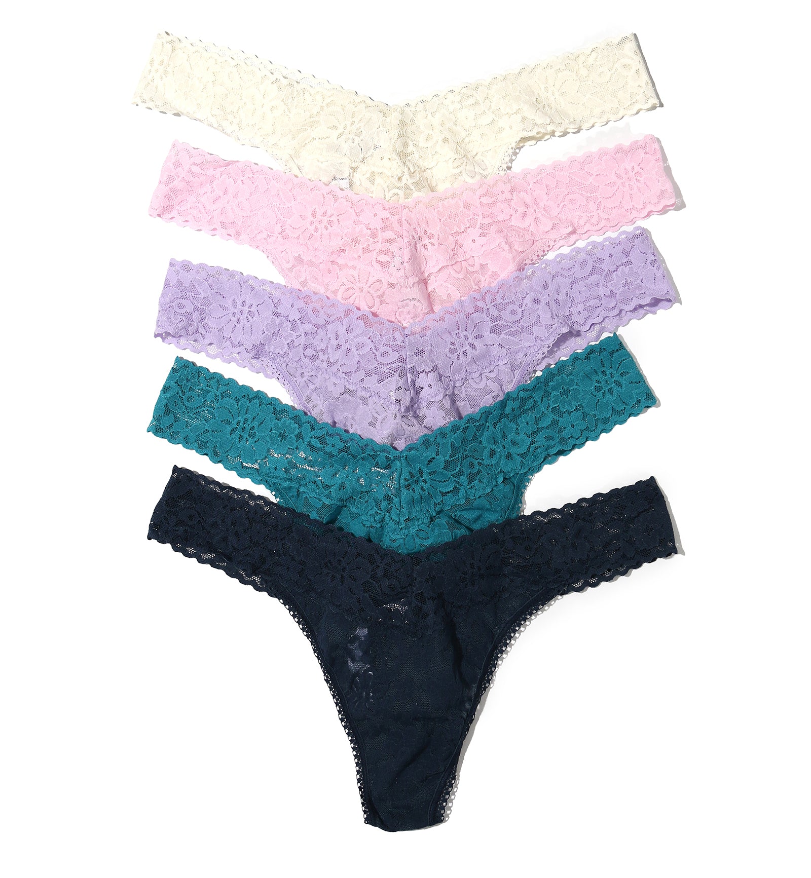 Hanky Panky 5-PACK Daily Lace Original Rise Thong (7711015VPK),Summer Solstice - Summer Solstice,One Size