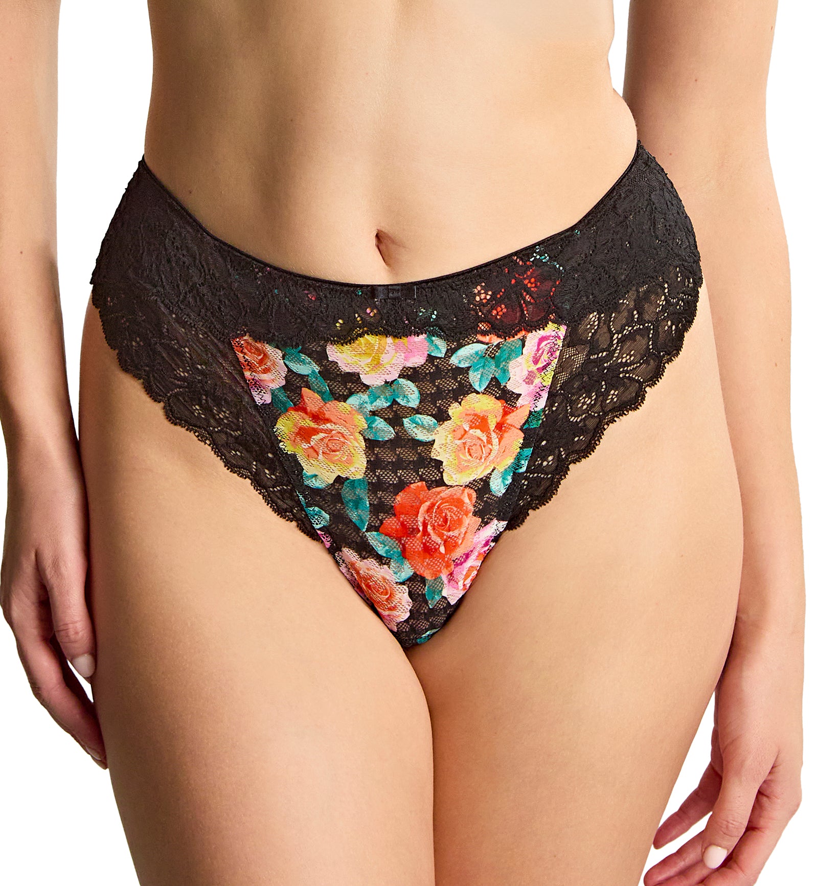 Panache Envy High Waist Brazilian Brief (7287),XS,Black Rose - Black Rose,XS