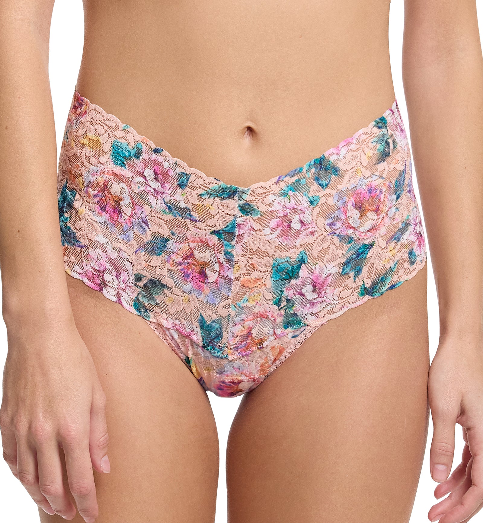 Hanky Panky Printed Retro Lace Thong (PR9K1926),Buy Myself Flowers - Buy Myself Flowers,One Size