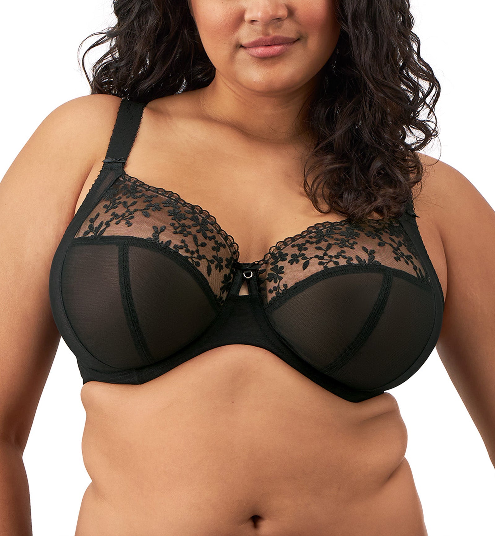 Elomi Zarla Stretch Lace Banded Underwire Bra (302505),32G,Black - Black,32G
