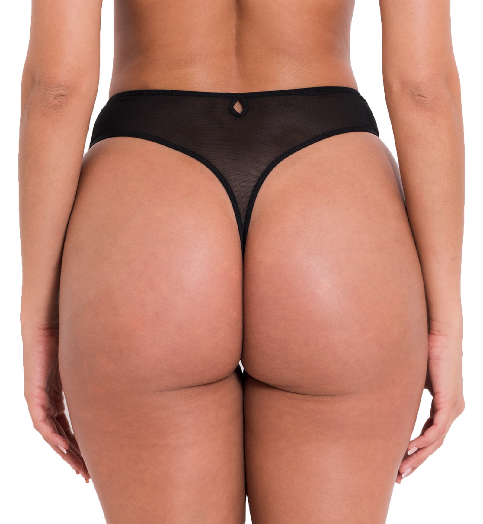 Scantilly by Curvy Kate Sheer Flora Deep Thong (ST032207),Small,Black - Black,Small