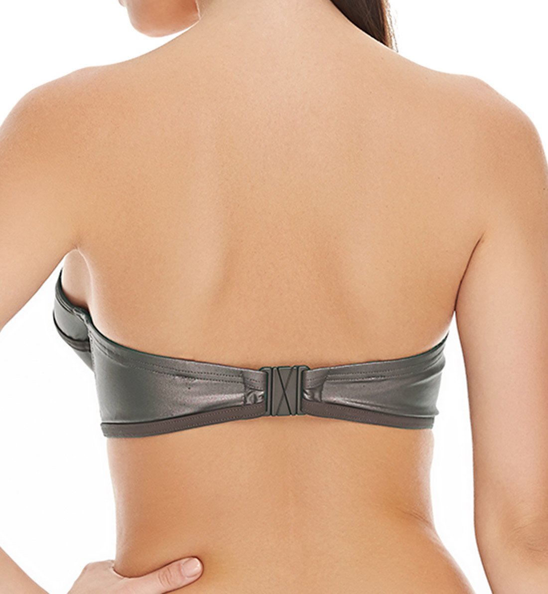 Freya Mercury Lightly Padded Underwire Bandeau Bikini Top (4443),30DD,Gunmetal - Gunmetal,30DD