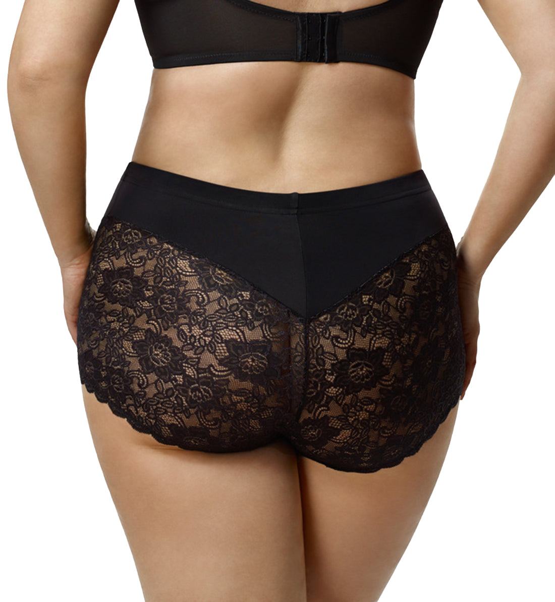 Elila Stretch Lace Cheeky Full Panty (3311),Medium,Black - Black,Medium