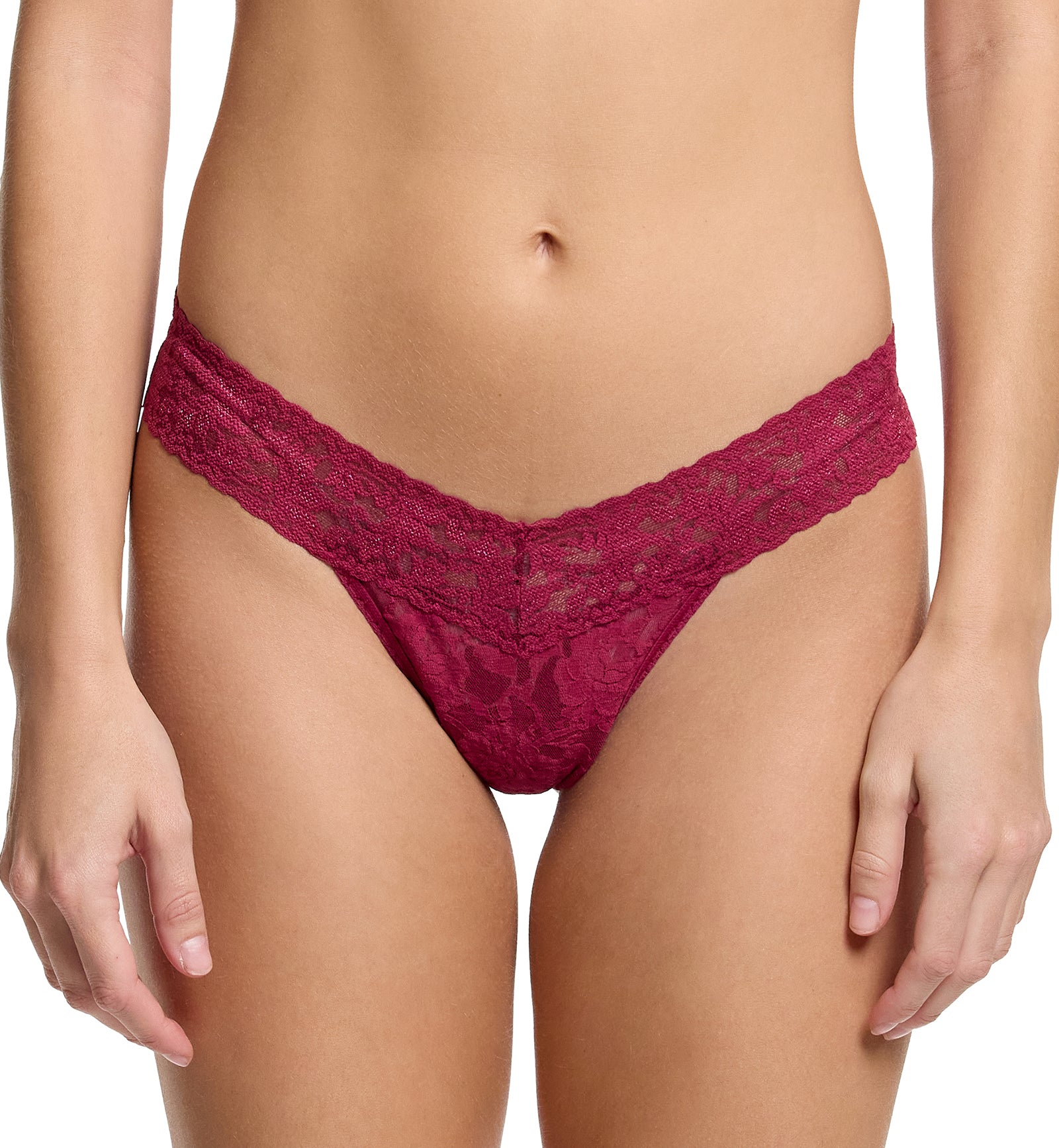 Hanky Panky Signature Lace Low Rise Thong (4911P),Merlot - Merlot,One Size