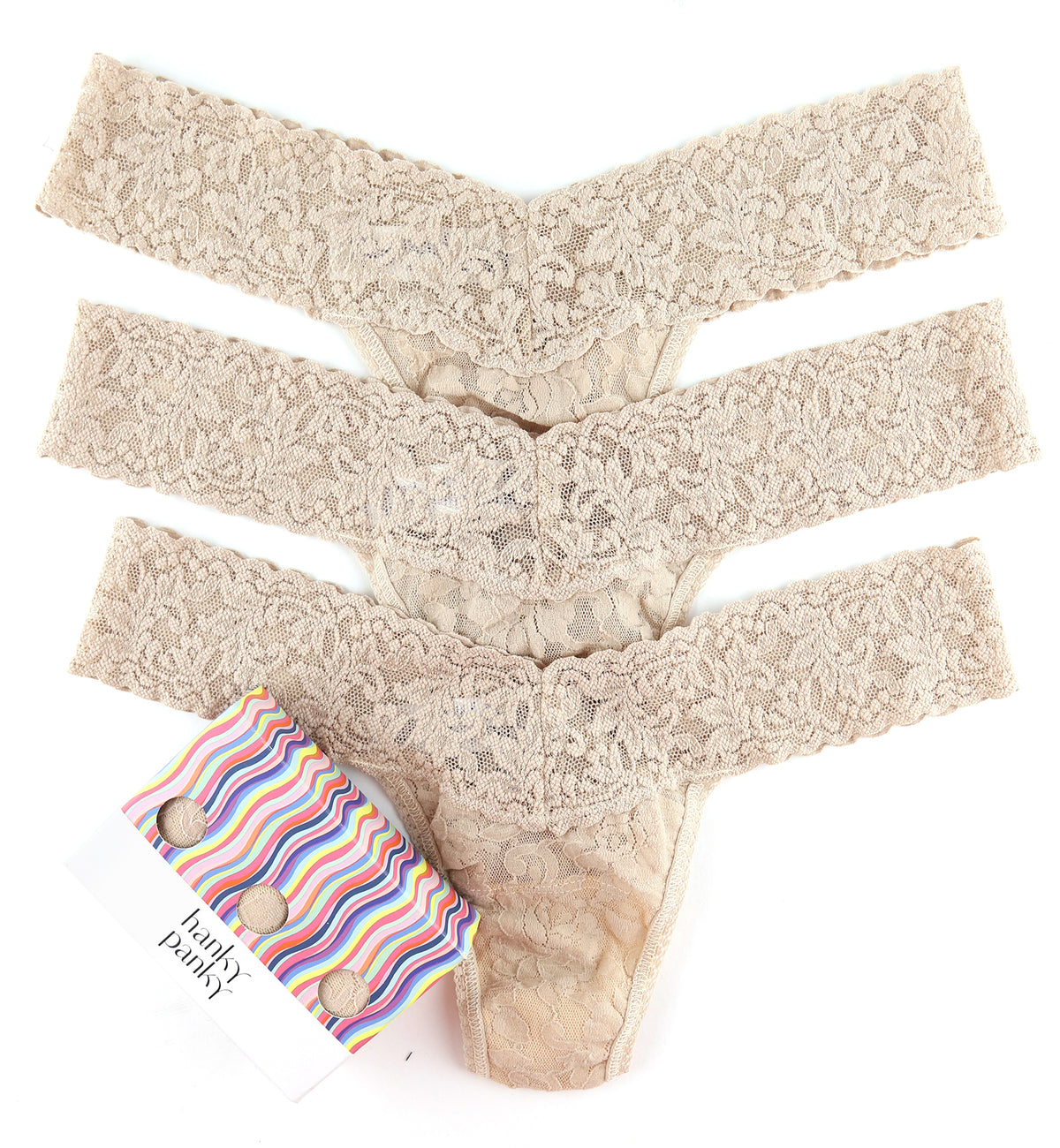 Hanky Panky 3-PACK Signature Lace Low Rise Thong (49113PK),All Chai - All Chai,One Size
