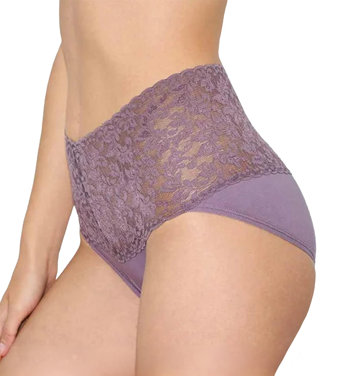 Hanky Panky Cotton Retro V-Kini with Lace (892124),Small,Dusk - Dusk,Small