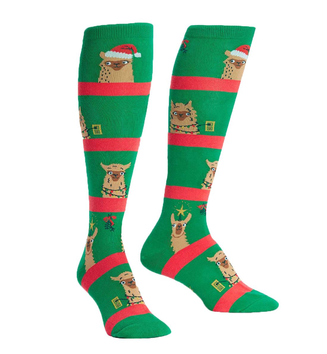 SOCK it to me Unisex Knee High Socks (f0449),Fa La La Llamas - Fa La La Llamas,One Size