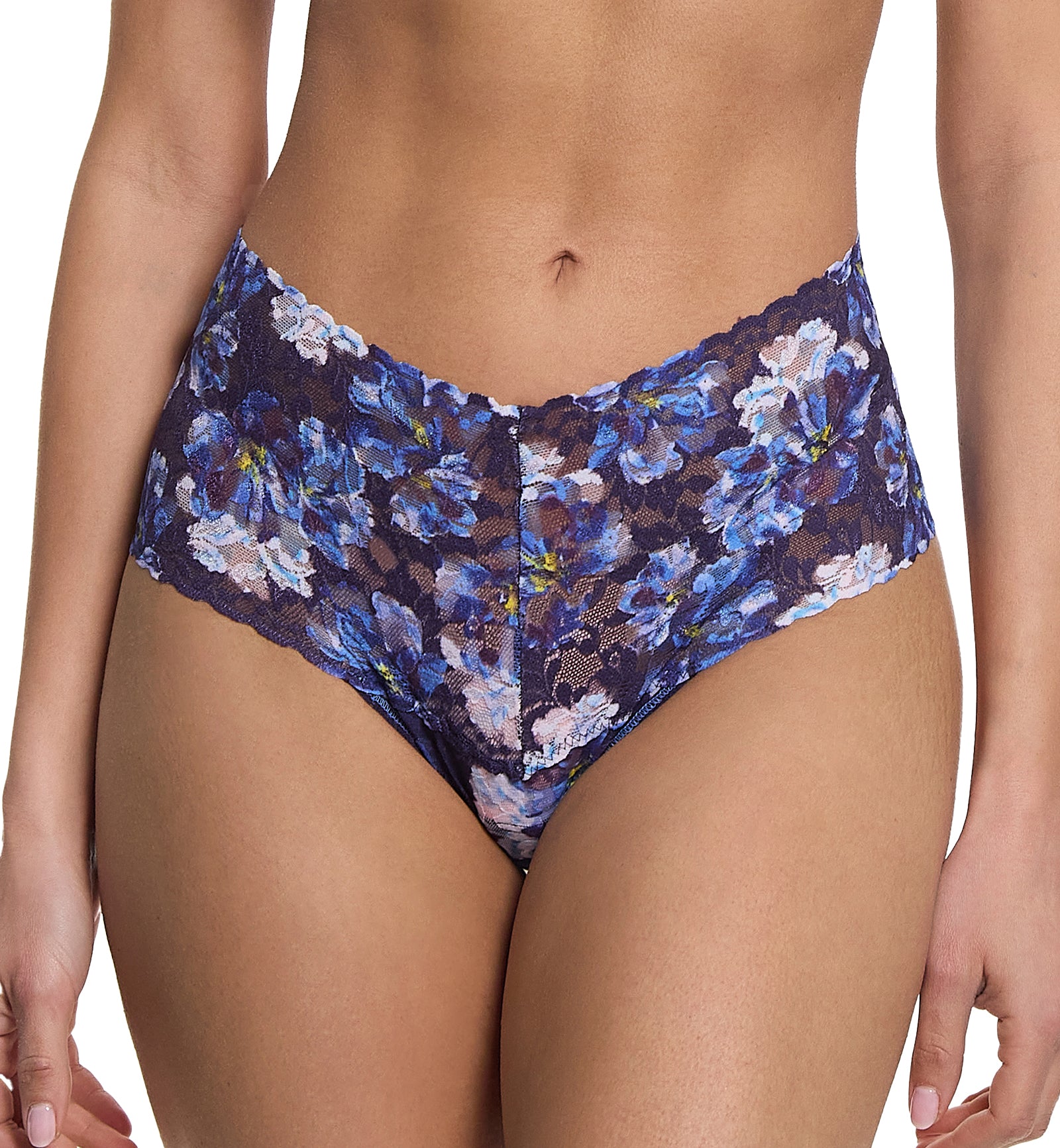 Hanky Panky Printed Retro Lace Thong (PR9K1926),Nightfall - Nightfall,One Size