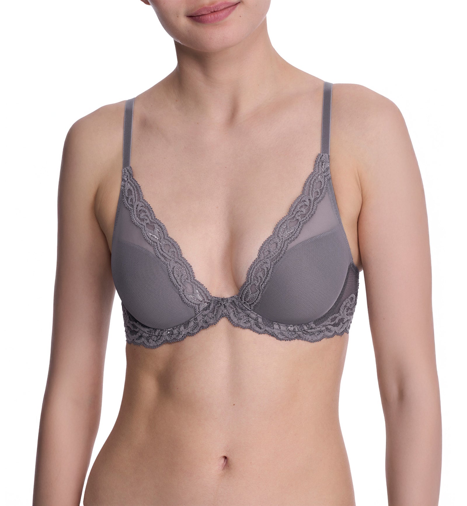 Natori Feathers Contour Plunge Underwire Bra (730023),30D,Nickel - Nickel,30D