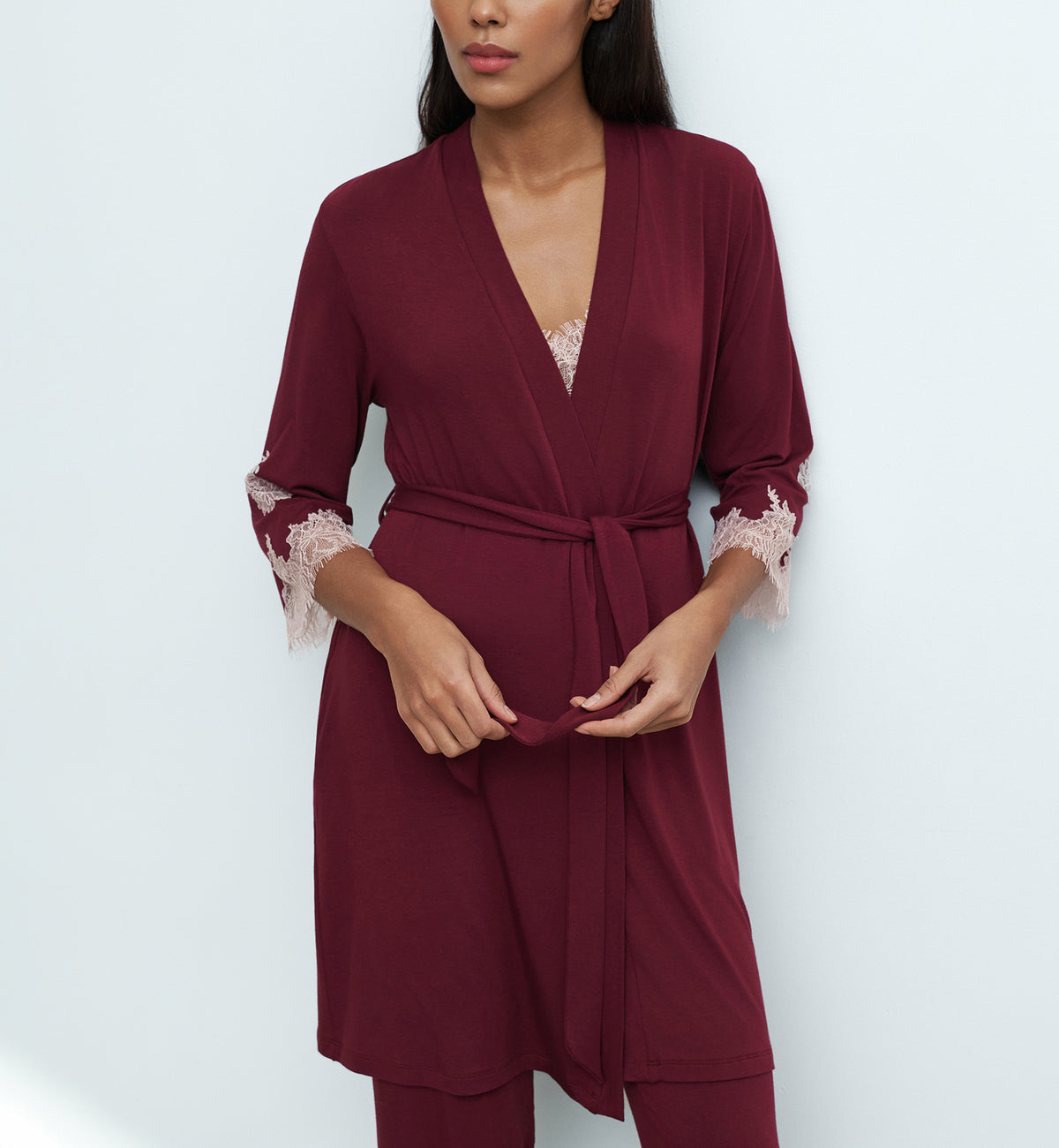 effetto Bamboo Gone With The Wind 3/4 Sleeve Robe (03161),Small,Cherry Lacquer - Cherry Lacquer,Small