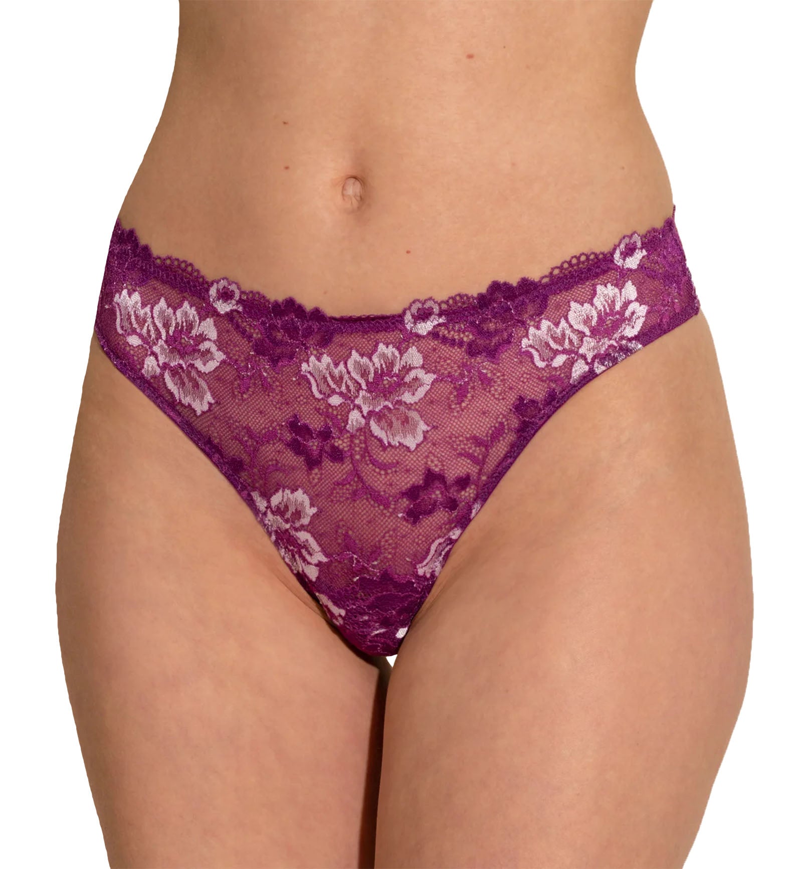 Cosabella Savona Low Rise Thong (SAVON0322),L/XL,Swiss Beet/White - Swiss Beet/White,L/XL
