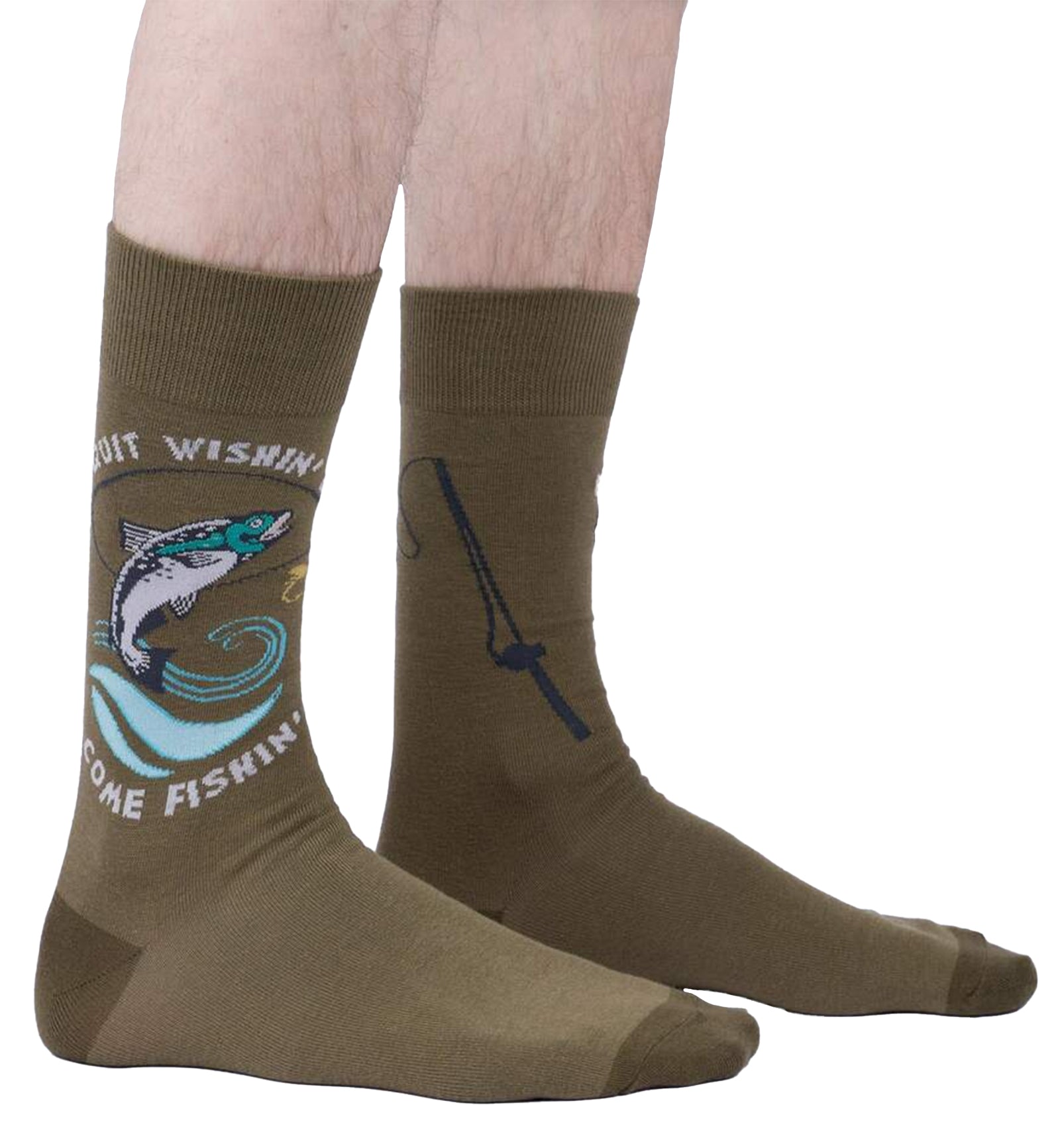 SOCK it to me Men's Crew Socks (MEF0585),Quit Wishin' & Come Fishin' - Quit Wishin' & Come Fishin',One Size