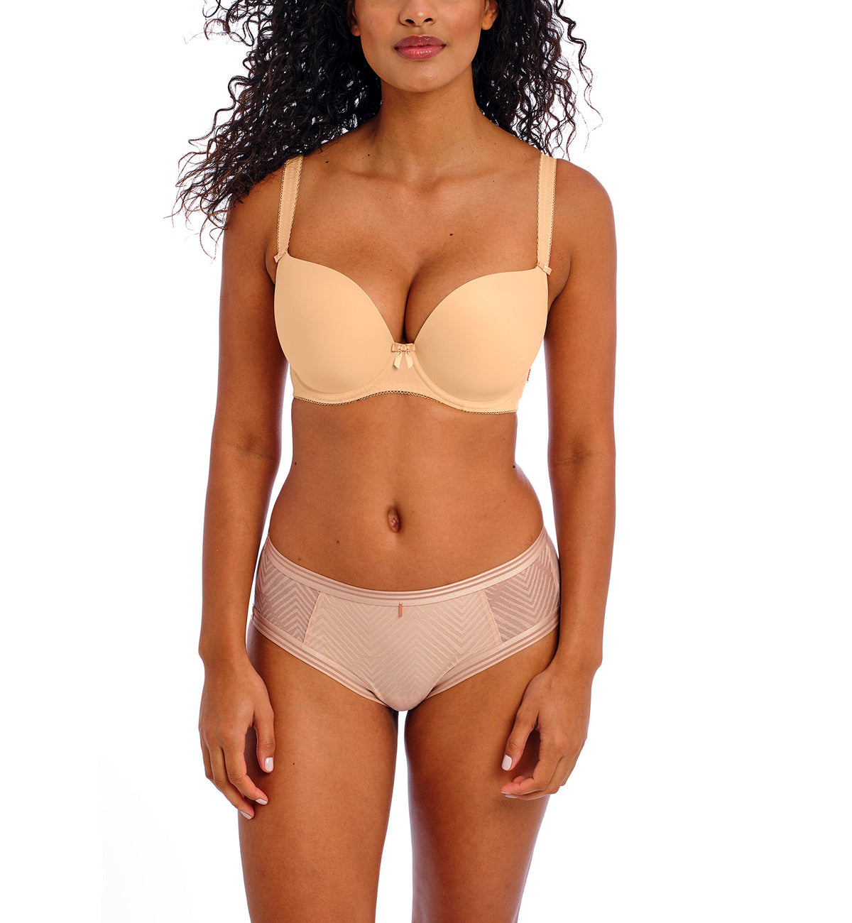 Freya Deco Moulded Plunge Underwire Bra (4234),28D,Nude - Nude,28D