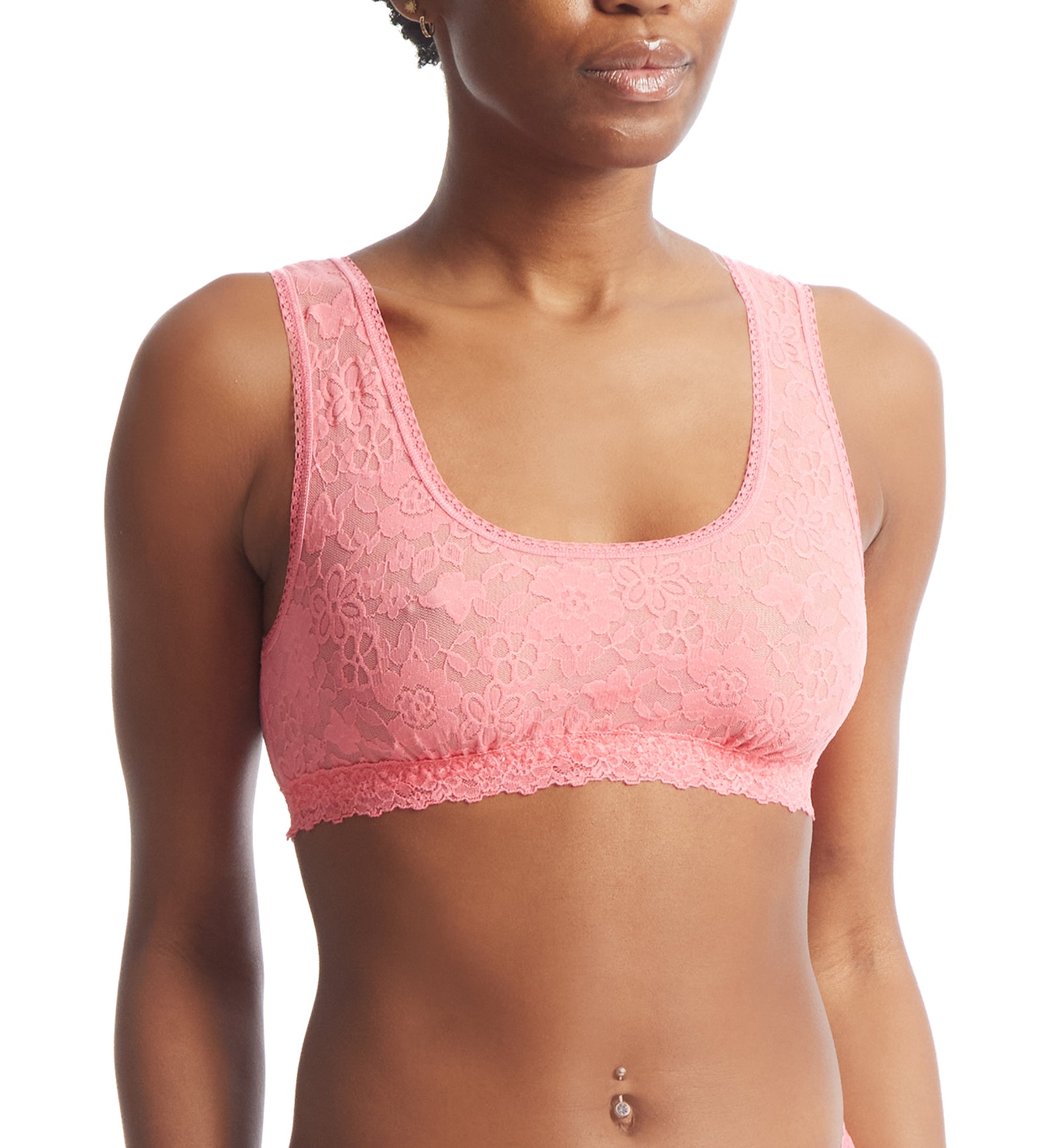 Hanky Panky Daily Lace Scoop Neck Lined Bralette (777991P),Small,Dahlia - Dahlia,Small