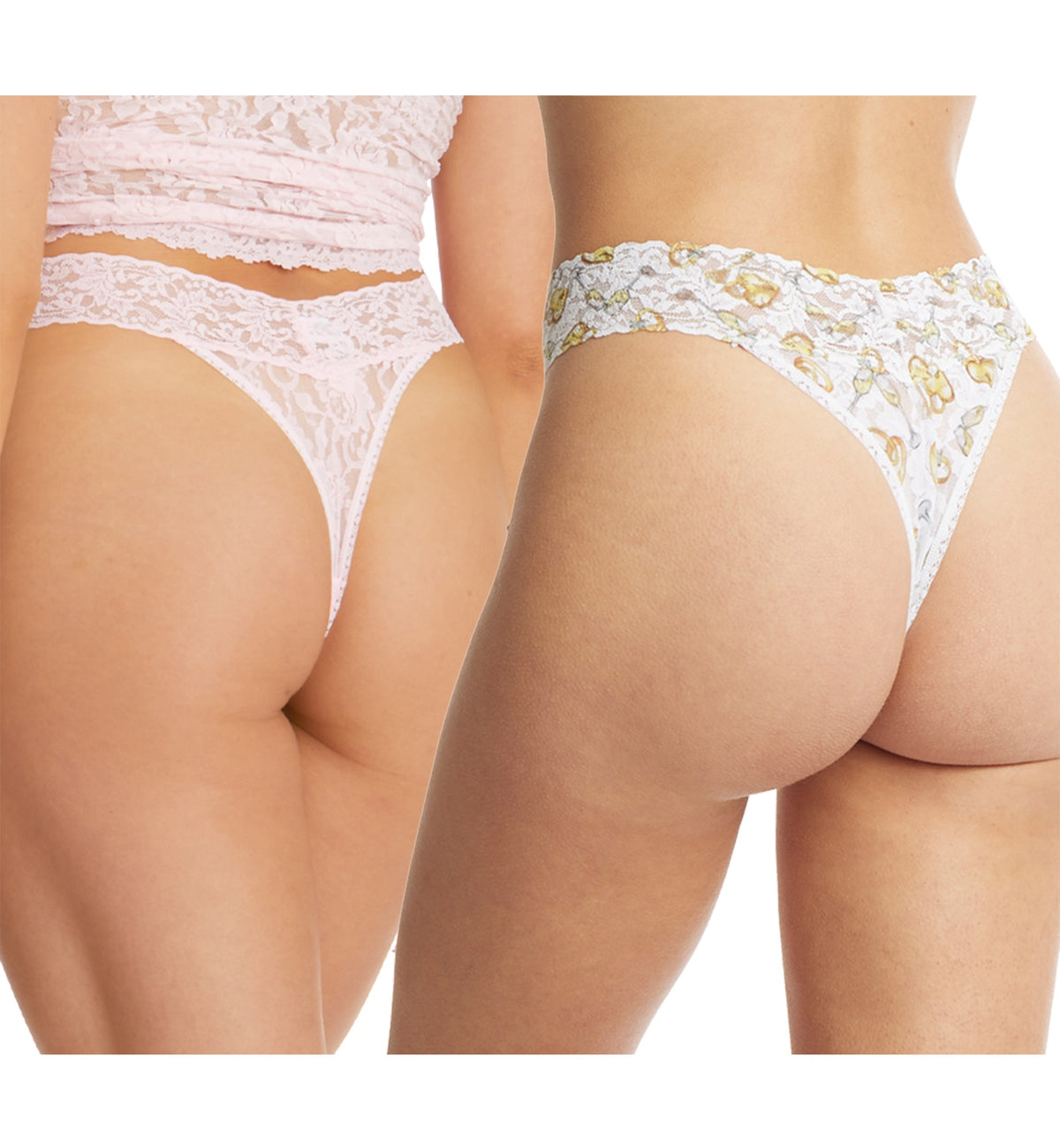Hanky Panky Bridal Signature Lace Original Rise Thong 2-PACK (48PN2PK),Forever Gold/Bliss Pink - Forever Gold/Bliss Pink,One Size