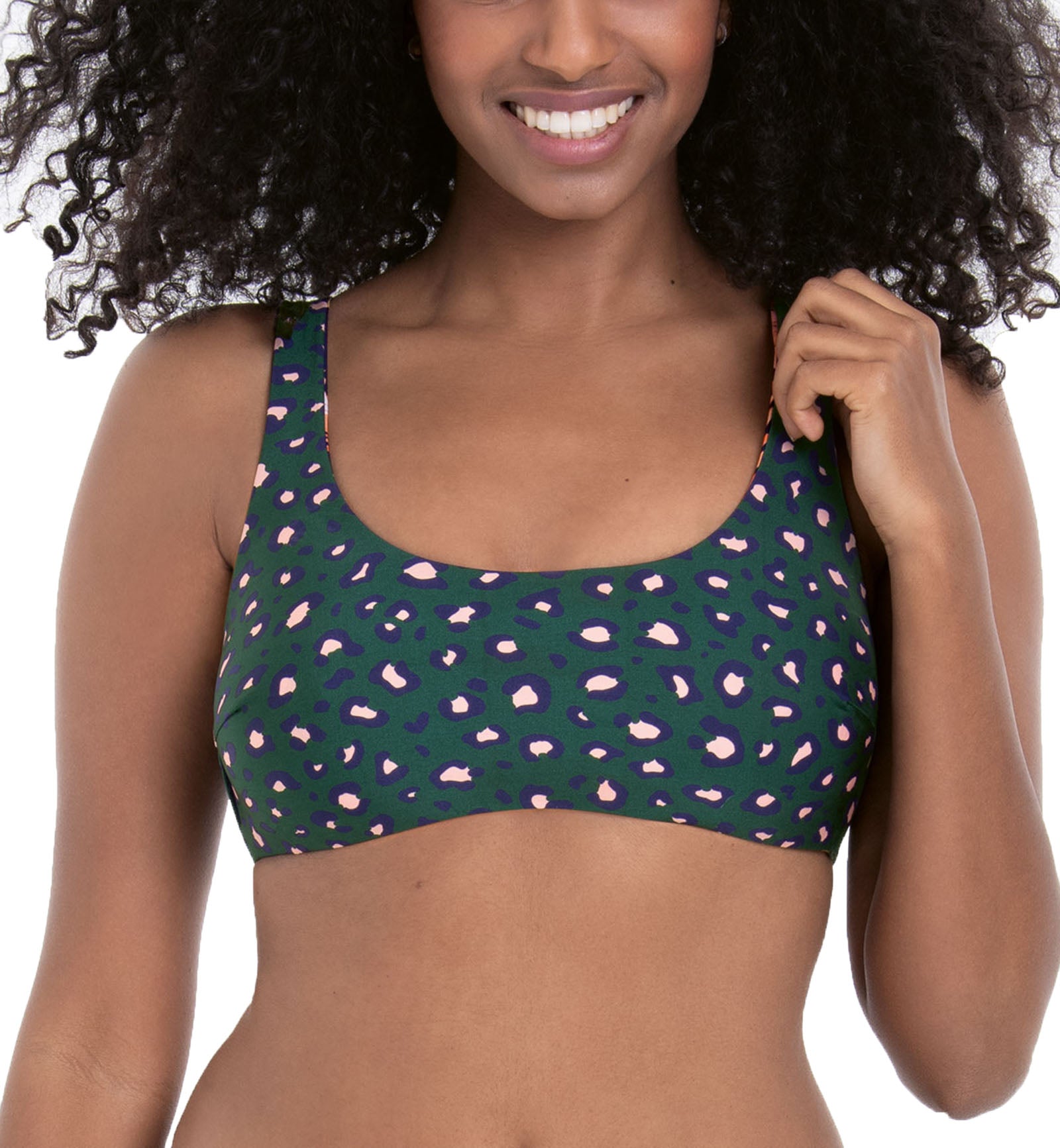 Anita Tropical Sunset Wika Reversible Scoop Neck Bikini Top (8714-1),32D,Deep Lagoon - Deep Lagoon,32D