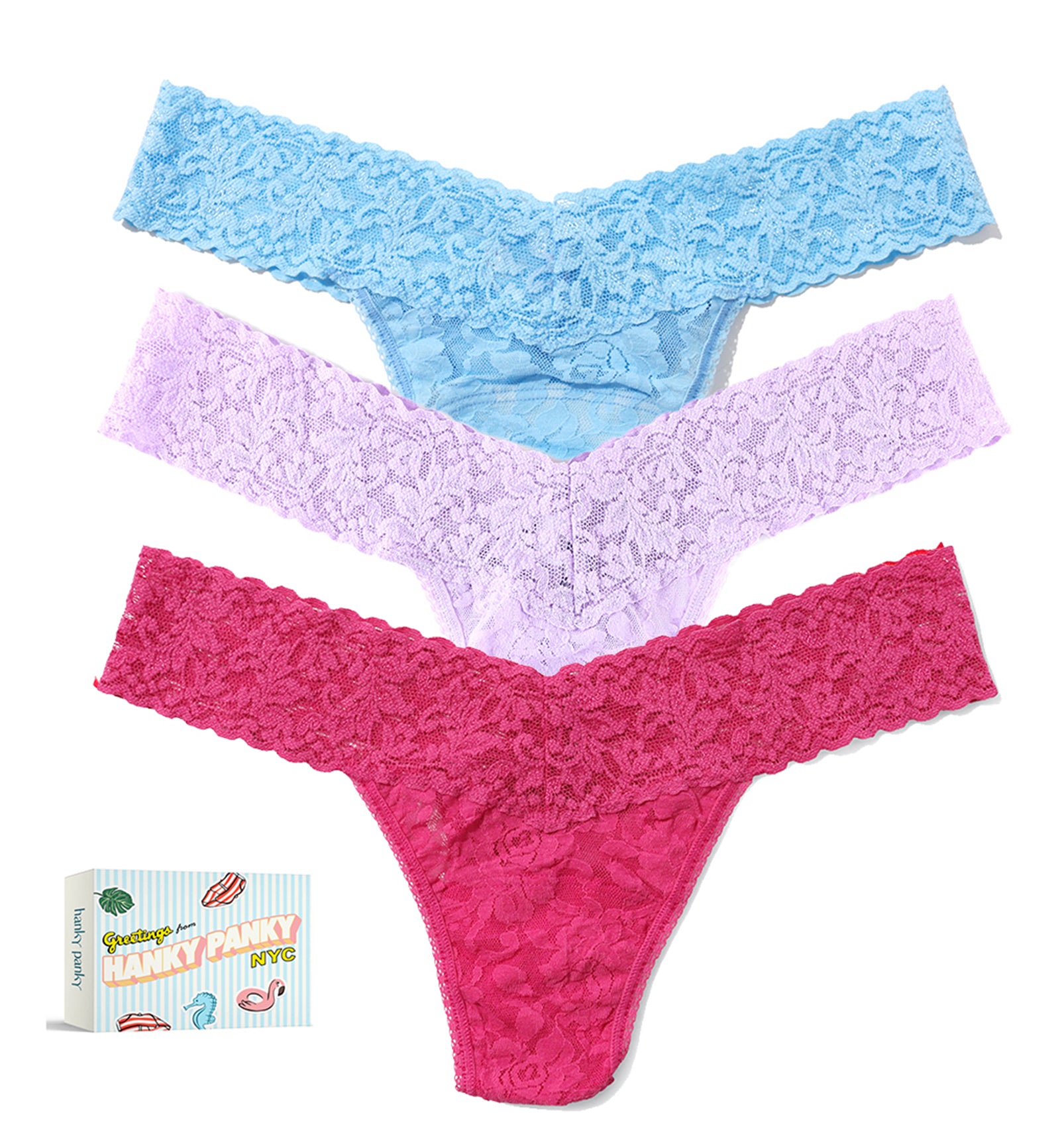 Hanky Panky 3-PACK Signature Lace Low Rise Thong (49113PK),PCLC - PCLC,One Size