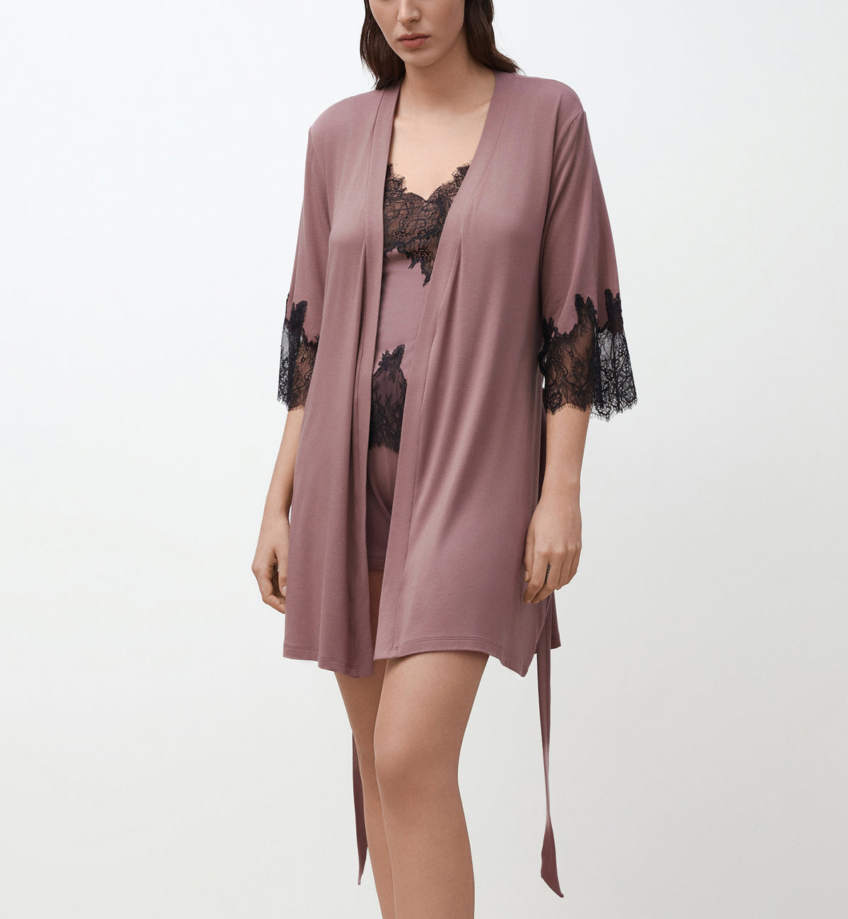effetto Bamboo Enigma 3/4 Sleeve Robe (03332),XS,Ash Rose - Ash Rose,XS