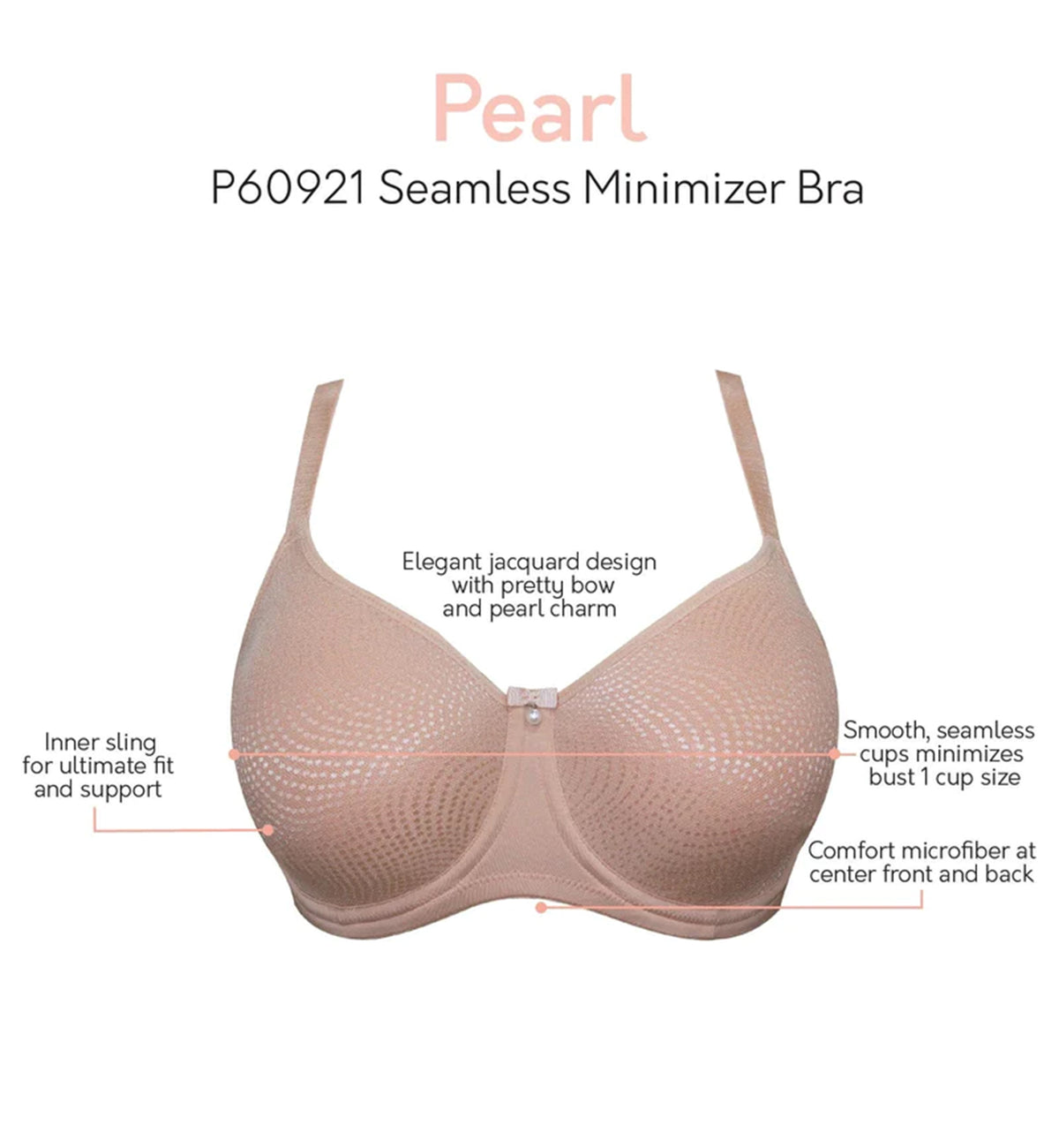 Parfait Pearl Seamless Minimizer Underwire Bra (P60921),30D,Cameo Rose - Cameo Rose,30D