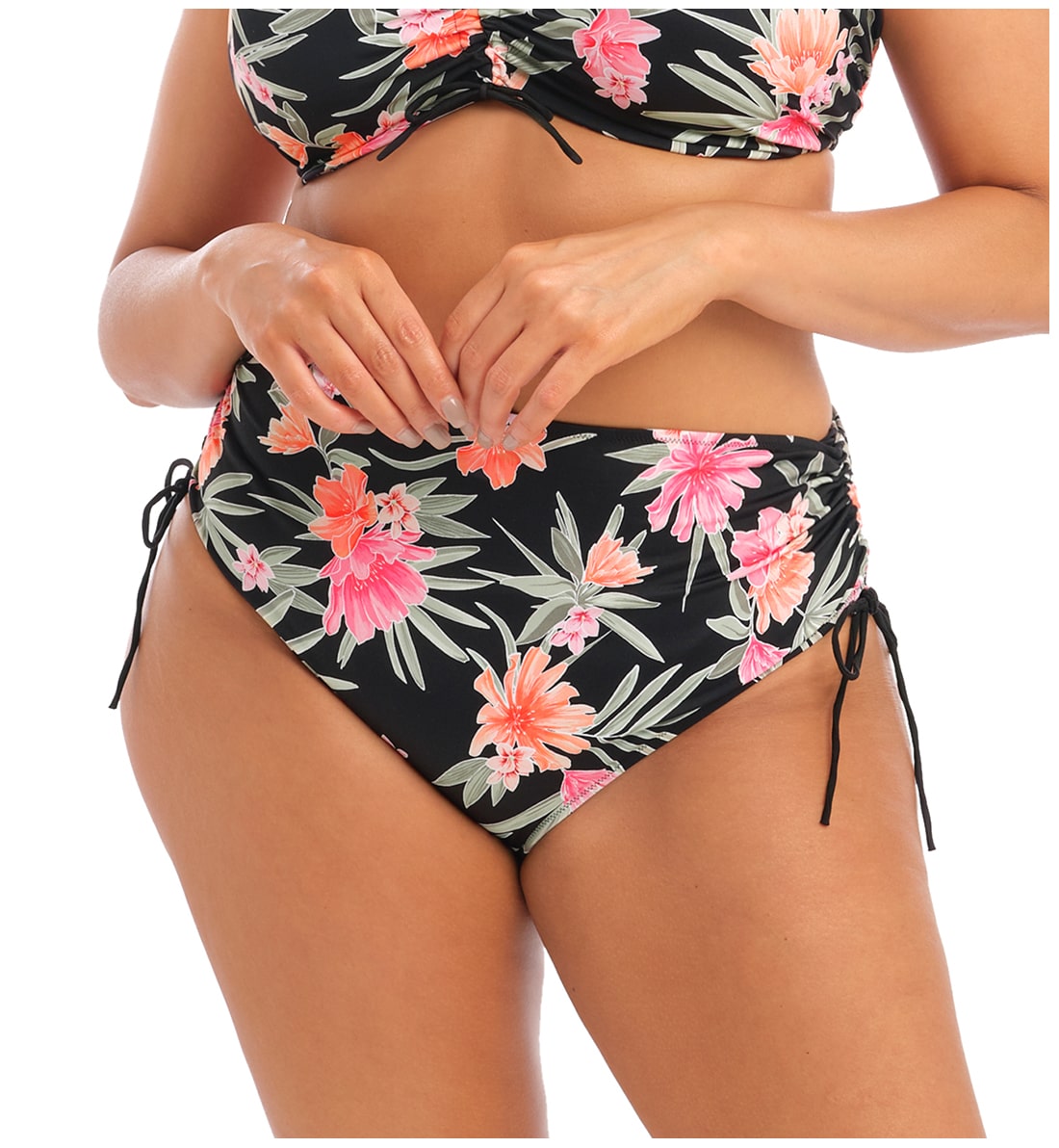 Elomi Dark Tropics Adjustable Side Swim Brief (ES800173),UK 26,Black - Black,UK 26