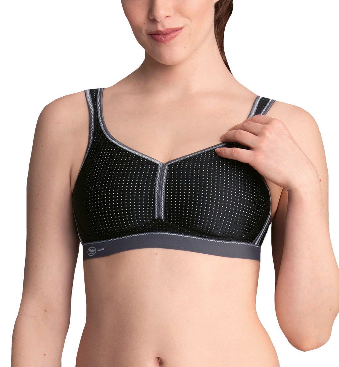 Anita Performance Mesh Max Support Softcup Sports Bra (5566),40E,Black/Anthracite - Black/Anthracite,40E