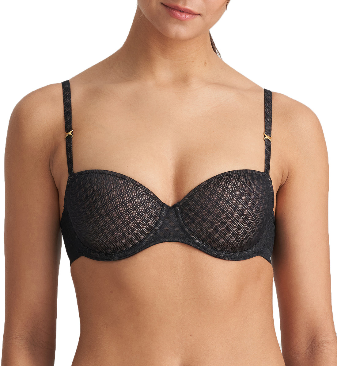Marie Jo Channing Balcony Padded Underwire Bra (0122249),32C,Black - Black,32C