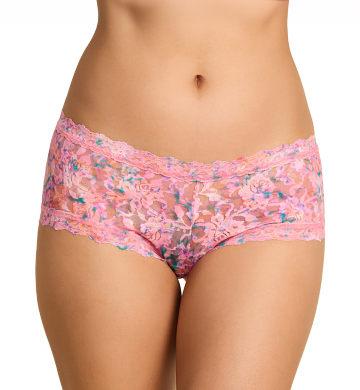 Hanky Panky Signature Lace Printed Boyshort (PR4812P),XS,Blushing Blooms - Blushing Blooms,XS